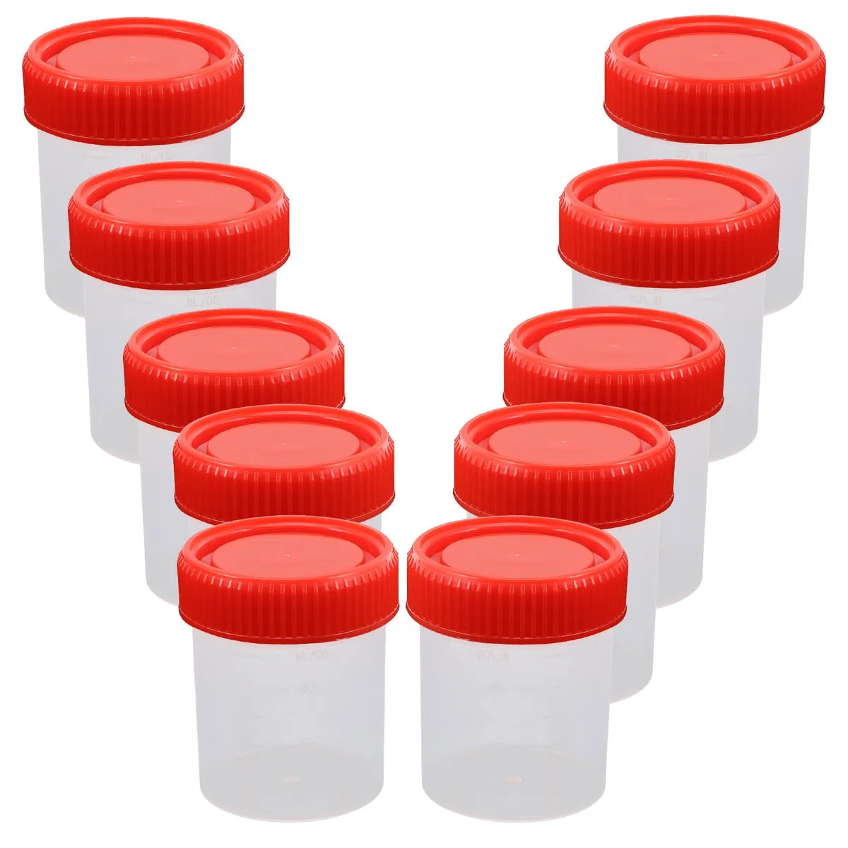 STOBAZA Vasos de Plástico PP 60 Ml Tapa Roscada 10 Unidades para Análisis Clínicos y Recogida de Orina en Laboratorios y Uso Doméstico