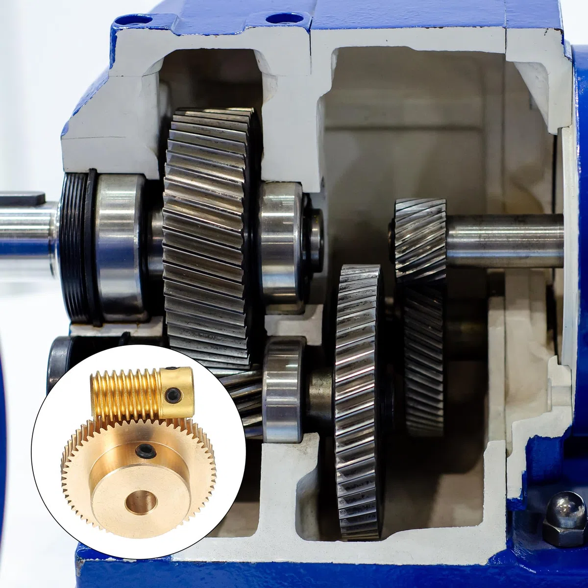 QUARKZMAN Juego de Engranajes de Gusano - Módulo 0.5 Tasa de Reducción 60:1 Diámetro del Agujero del Eje del Engranaje de 3mm y de la Rueda del Engranaje de 6mm 60T (Latón)