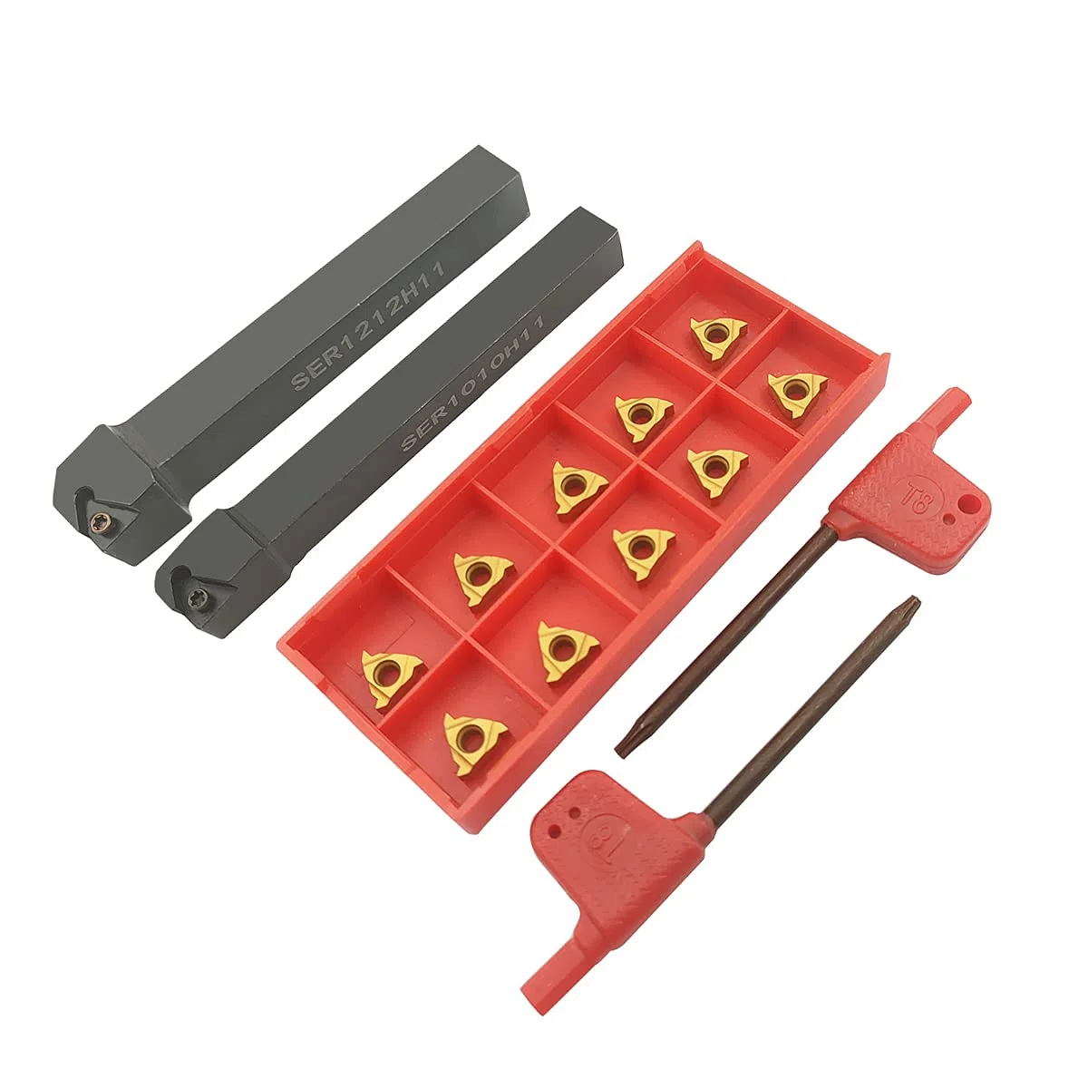 3/8" 1/2" barra de mandrinar SER1010H11+SER1212H11 torno interno roscado titular de herramienta de torneado con 10 piezas 11ER A60 Interno roscado carburo torneado insertos