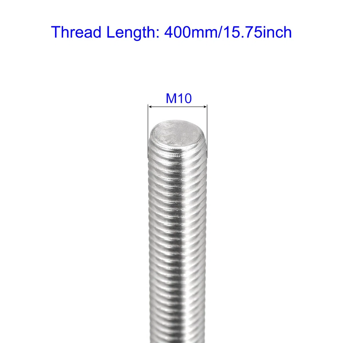 MACHSWON 2 varillas M10 x 400 mm totalmente roscadas, acero inoxidable 304 roscado largo para mano derecha