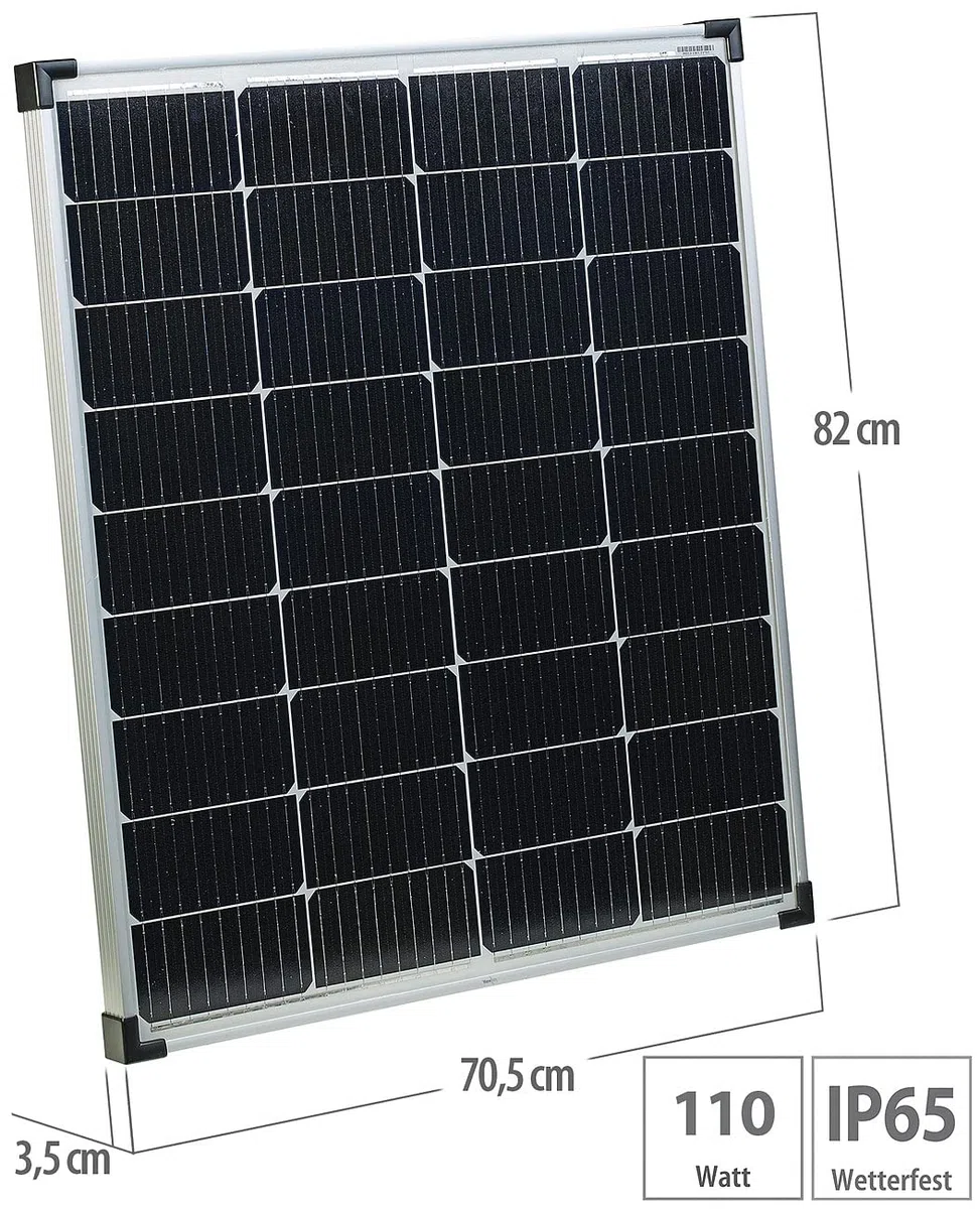 revolt Panel solar monocristalino móvil 110 W, compatible MC4, IP65, plateado