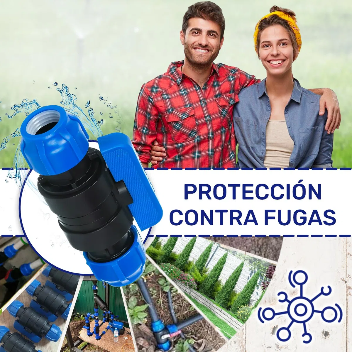 Racor de Llave de Bola Ø 32 mm de Polipropileno PP para Conectar Tubo Polietileno PE - MONTERAL