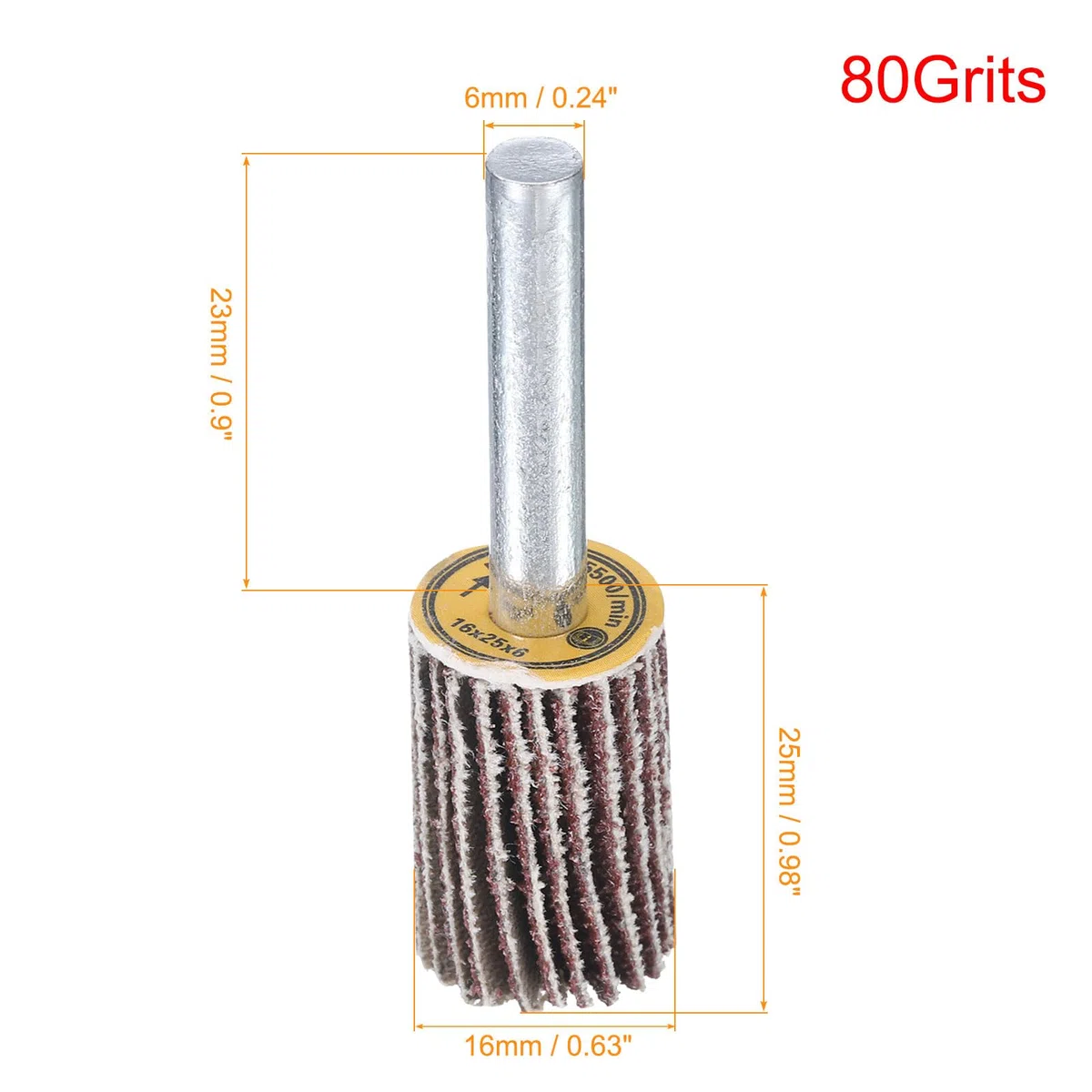 QUARKZMAN 16mm Ruedas de Láminas Montadas en Vástago Disco de Lijado Rueda Abrasiva 80 Granos 20 Piezas
