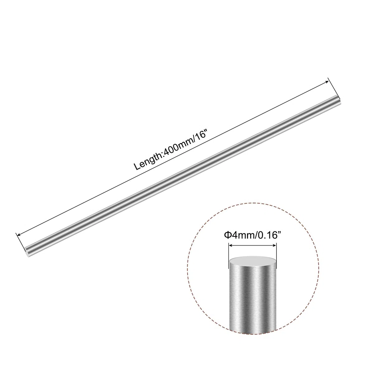 QUARKZMAN 4mm x 400mm 304 Inoxidable Acero Sólido Redonda Varilla para Bricolaje Artesanía - 6uds