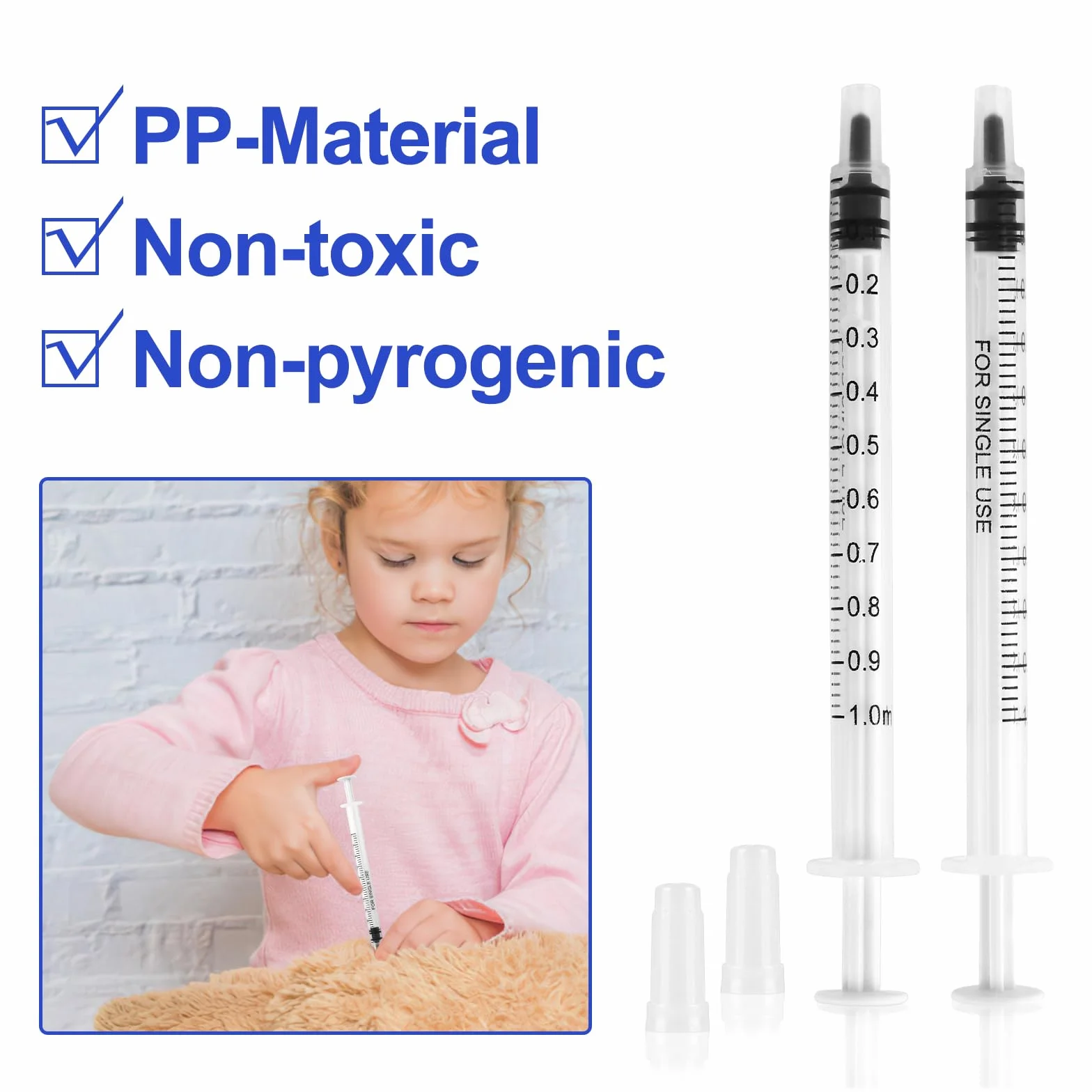 100 jeringas de 1 ml, jeringas de calostro sin aguja, jeringas desechables con tapa, jeringa individual de 1 ml jeringa estéril para laboratorios científicos, alimentación animal