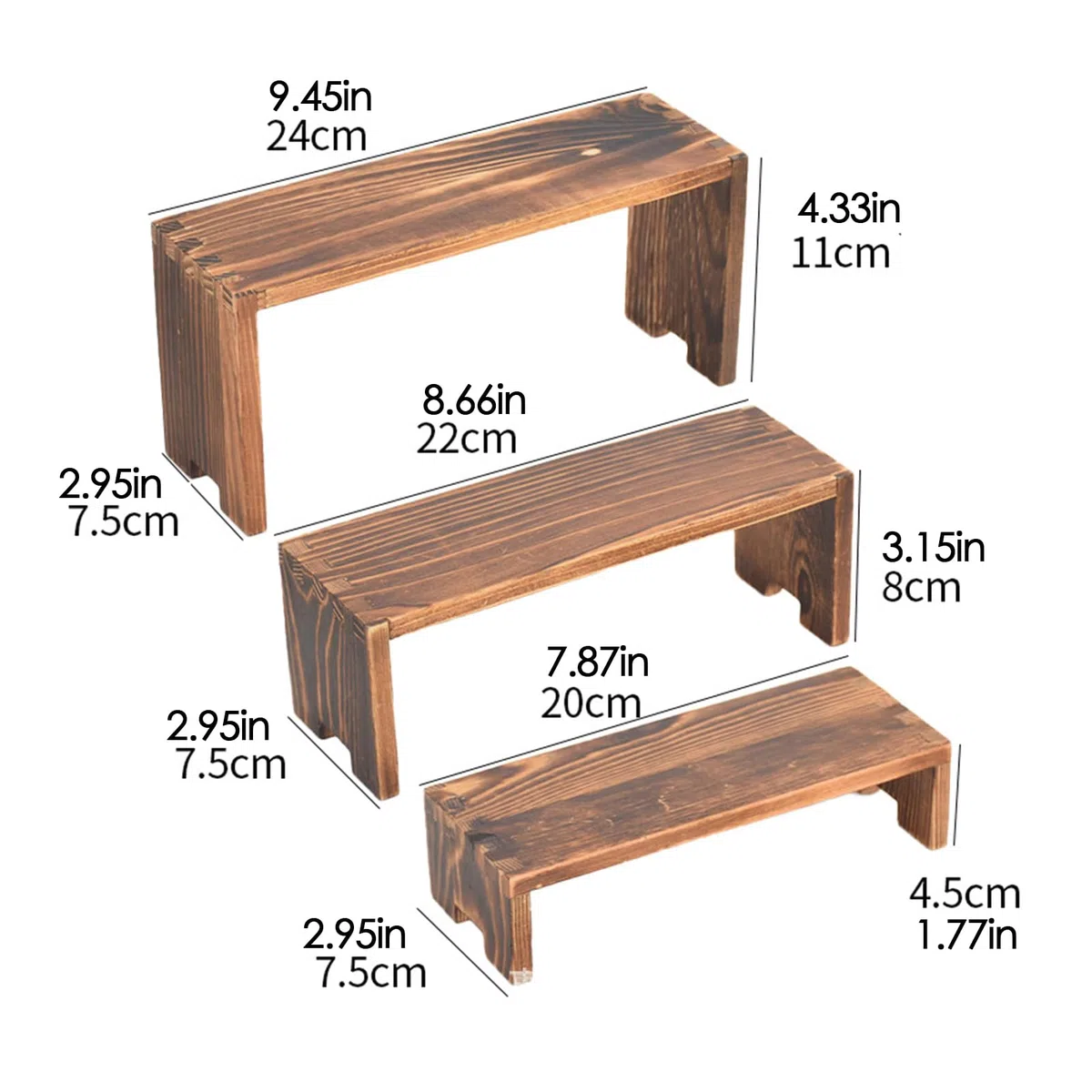 Soporte De Cupcake - Soporte De Pastel De Madera | Portes De Madera | Organizador De Pastel Rectangular, Soportede Postres para Colecciones Food Perfume Food | Los Elevadores De Desuso Apilables De 3
