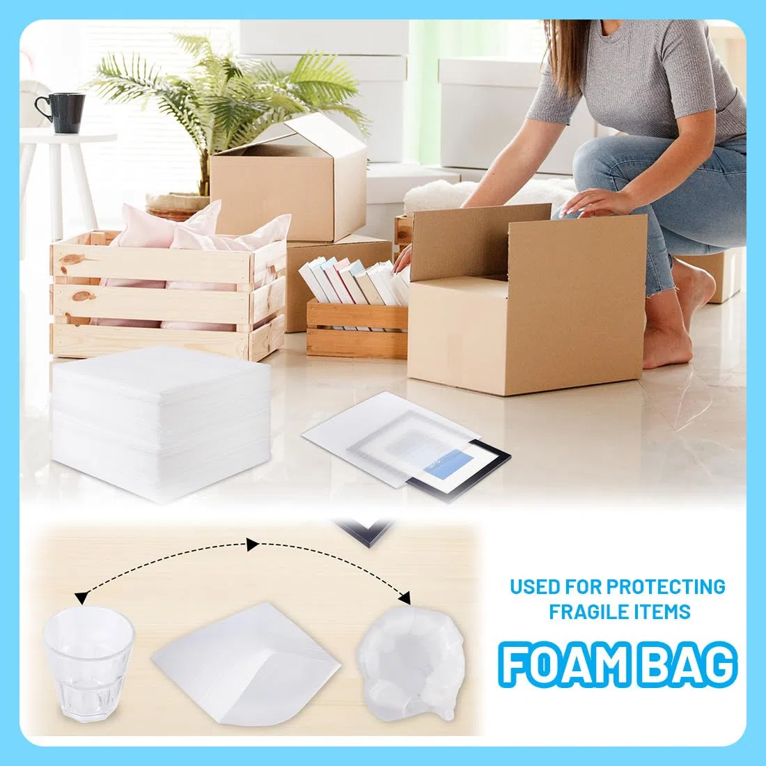 Cajas Mudanza, 100 Piezas 20x20cm Espuma Embalaje, Mudanza, Embalaje Mudanza, Papel De Embalar, Für Cajas Platos Vasos Transporte