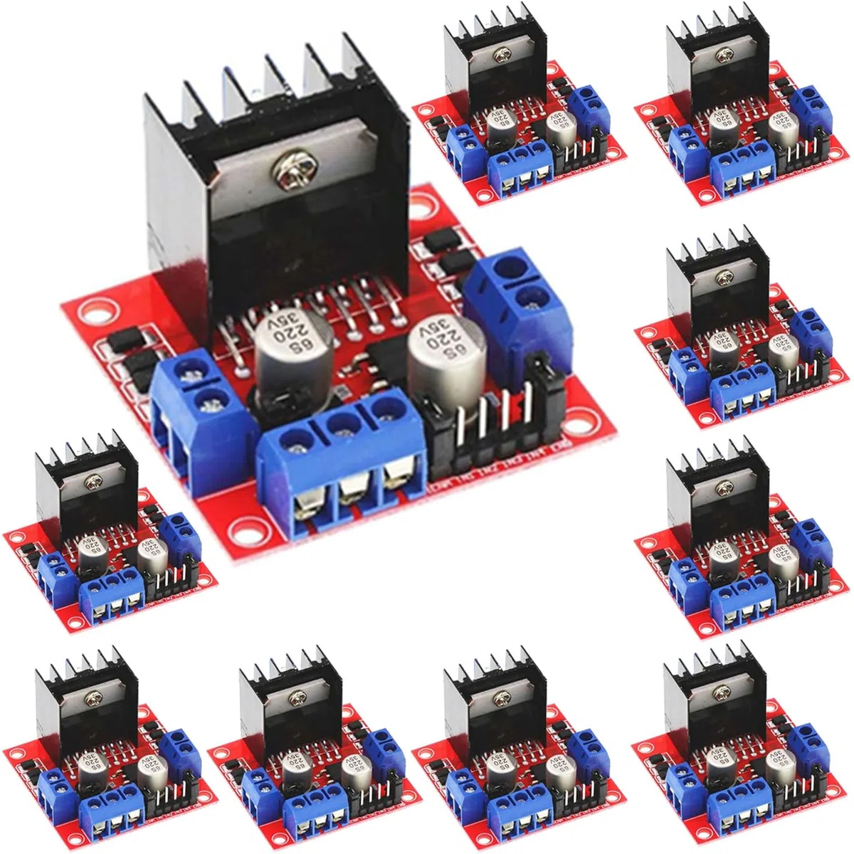 10 unidades L298N Motor Drive Controller Board Módulo Dual H puente DC módulo paso a paso para Arduino