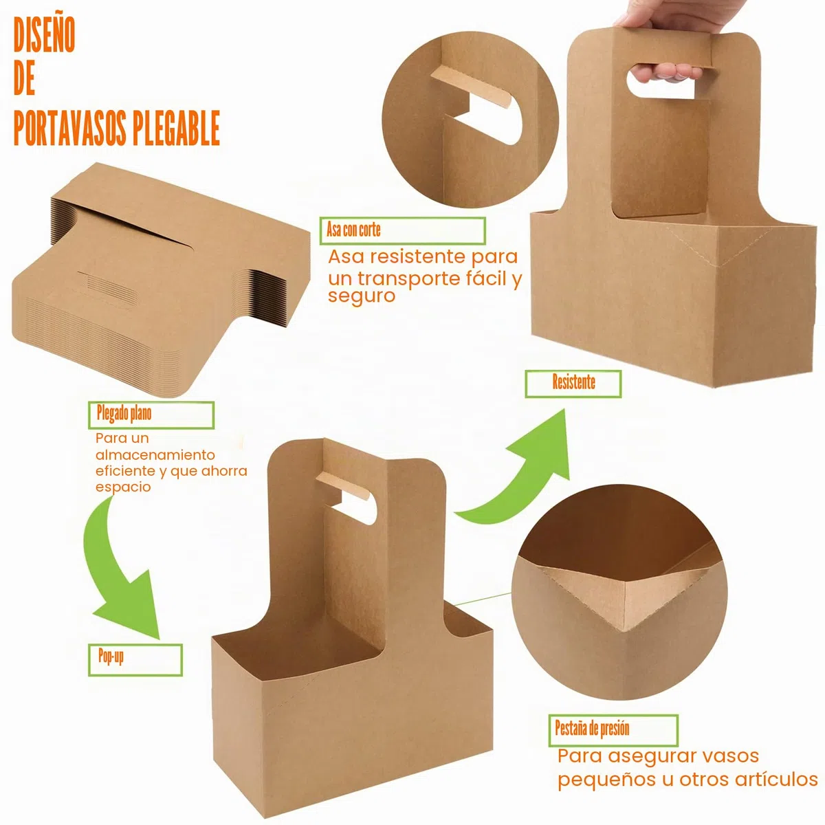 25 Paquetes Portavasos de Carton para Transportar Bebidas, Soportes de Tazas de Café Listos para Usar para Portadores de Frías y Calientes, Ideal para Llevar Vasos de Cafe y Te