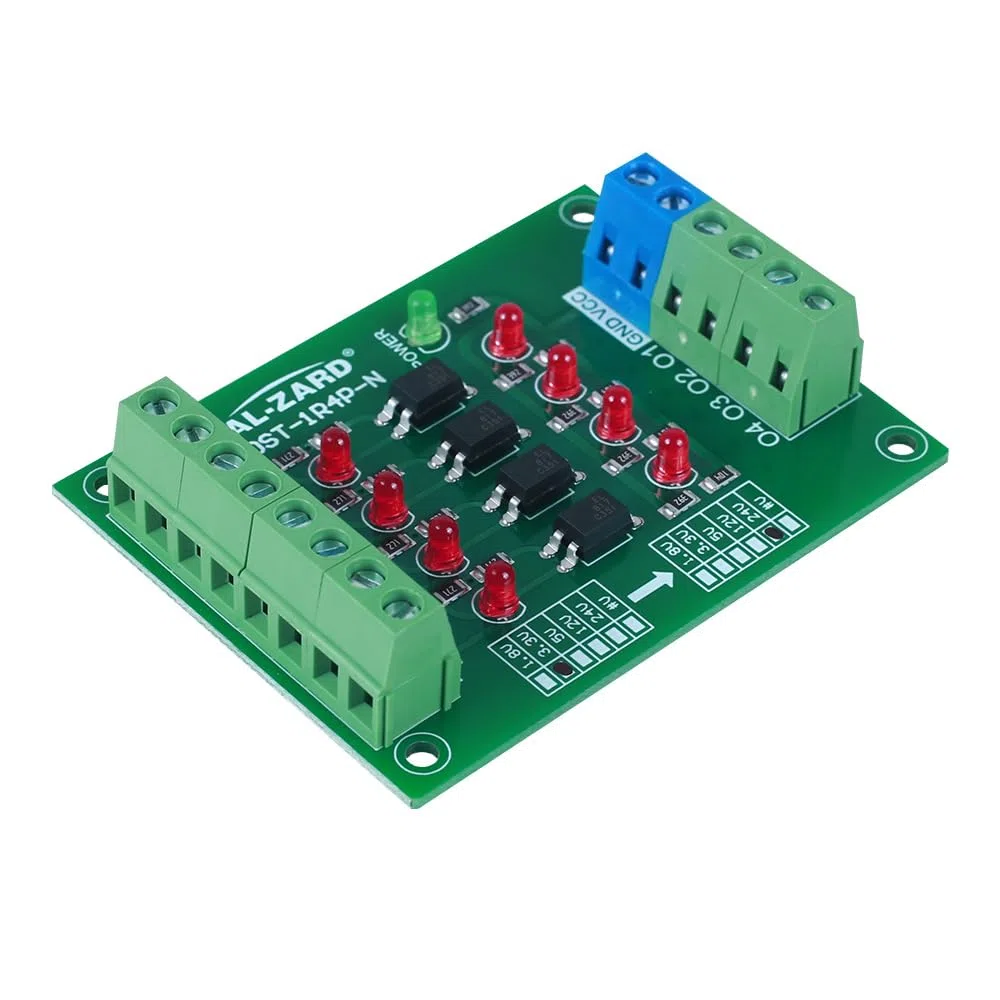Aislador Optoacoplador de 4 bits, 3.3V a 24V PLC Señal Nivel Voltaje Convertidor Placa Módulo