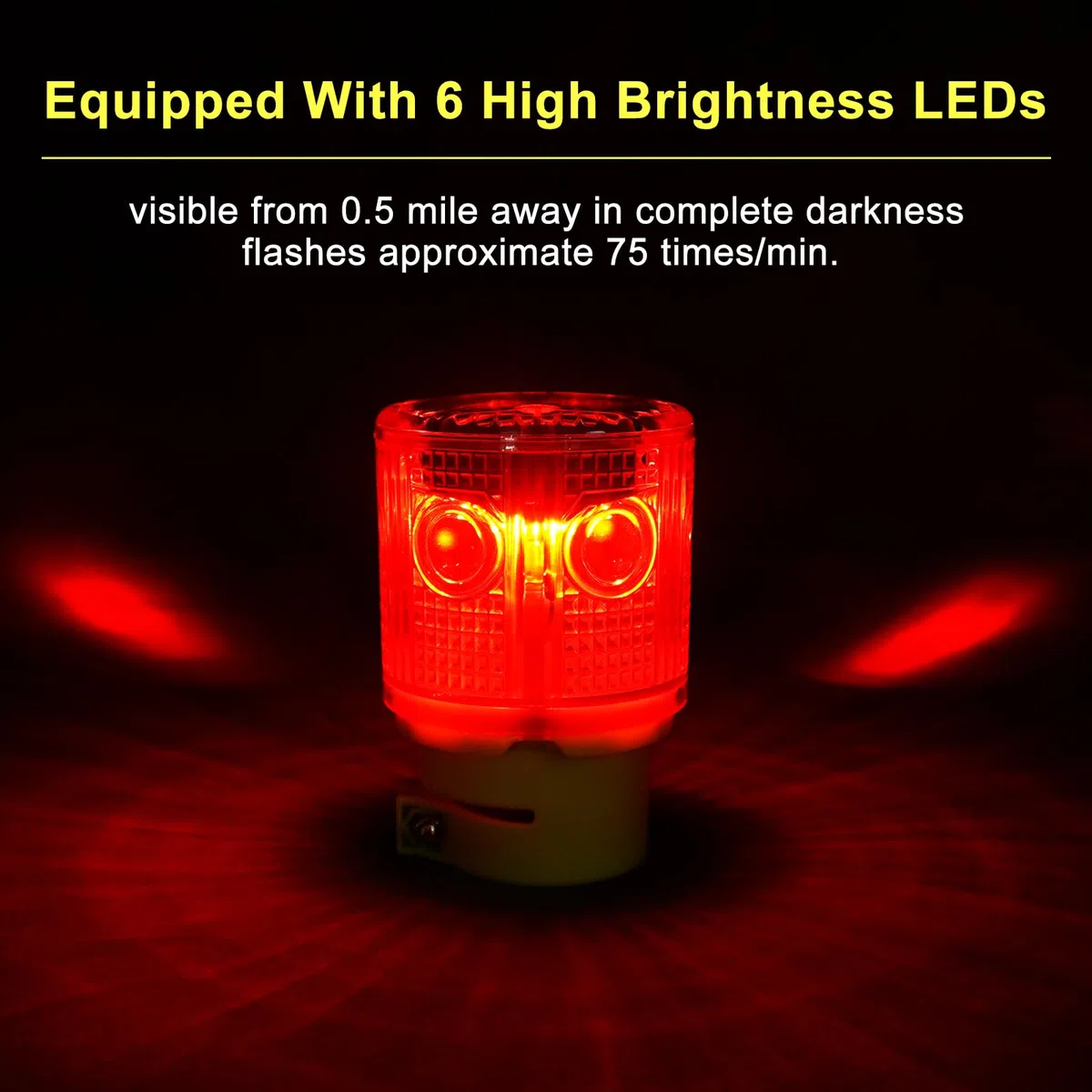 Aolyty Luz de Advertencia, Solar Intermitente Ráfaga LED Luz, Superbrillante de 360 grados, IP45 Impermeable, Luz Solar Estroboscópica para Emergencia (Rojo)