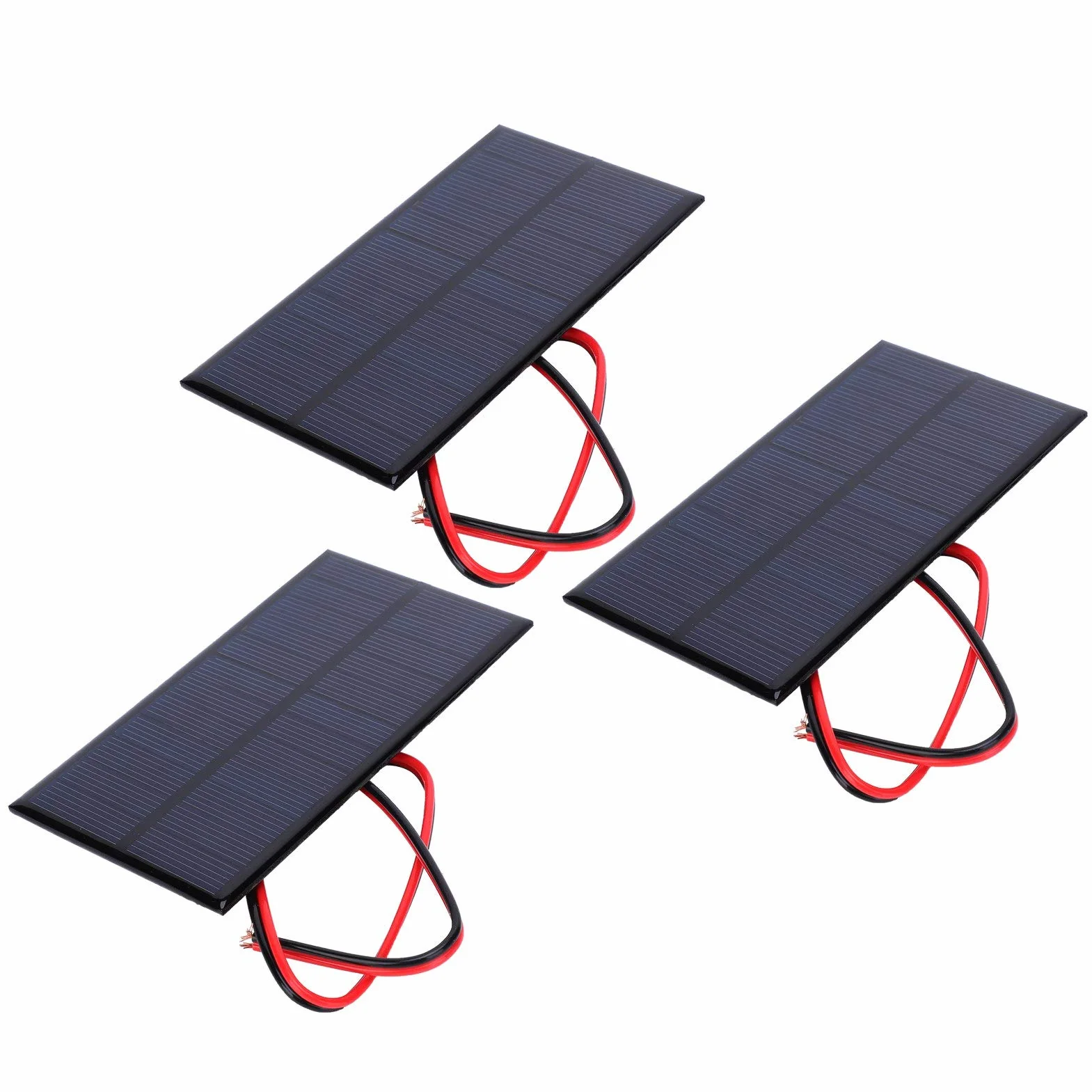 DEWIN Mini Panel Solar DC 6V 1W Panel Solar Policristalino Módulo,Polisilicio Módulo de cargador de célula solar epoxi Kits de sistema Solar DIY con cable de 30 cm(3pcs)