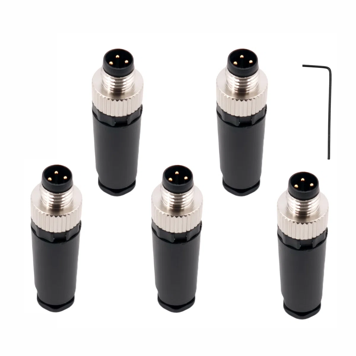 Conector macho M8 de 3 pines, conector de cable de sensor de 8 mm, código A, fusible de rosca M8, conector redondo IP67, resistente al agua, conector redondo industrial para exteriores