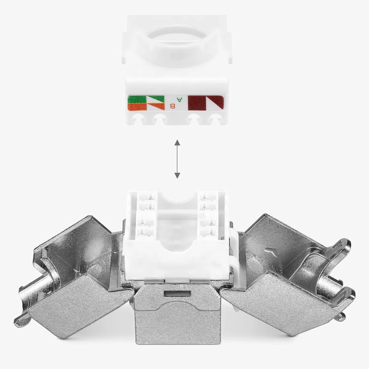 kwmobile 2x Módulo keystone blindado RJ45 - Conectores con carcasa metálica para cables CAT 6A con 2x aplique de pared - Montaje sin herramientas