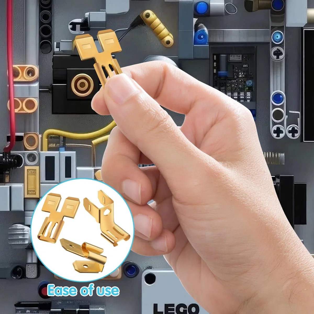 48 piezas Conector de pala hembra, conector de pala doble, conector de pala Piggyback de 16 piezas cada uno, adaptador de desconexión rápida de terminal de silla, conectores de pala Piggyback