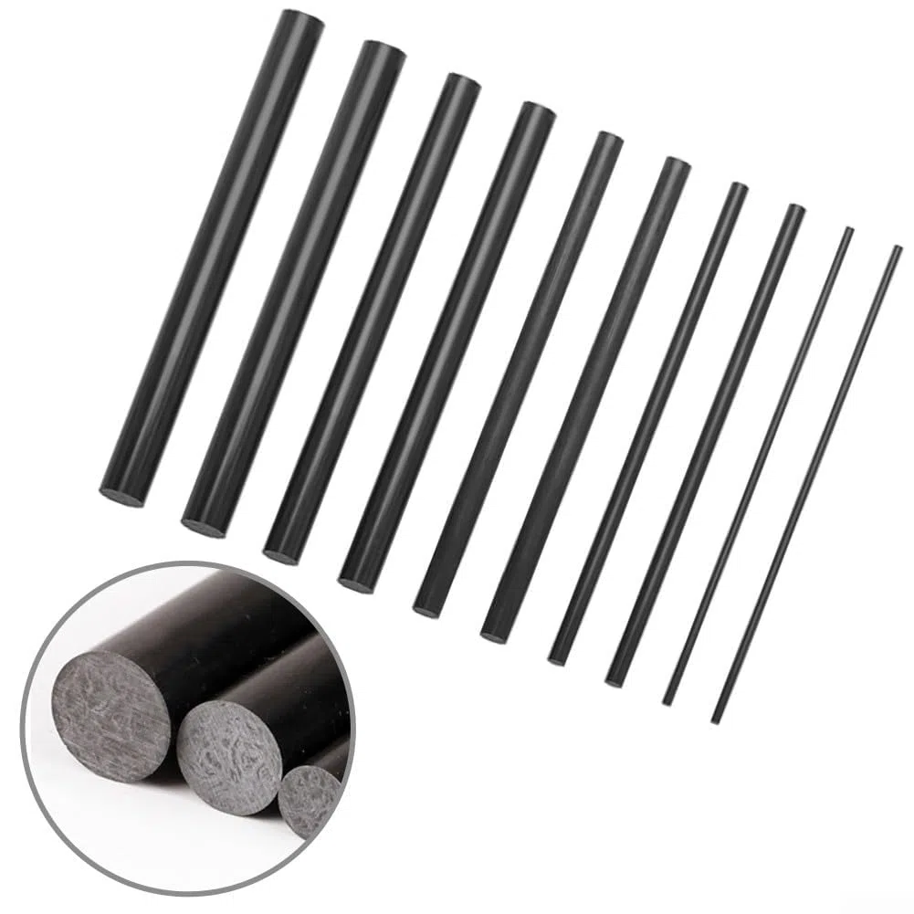 Kit de reparación de caña de pescar, tubo de fibra de carbono de 1 mm a 10 mm de diámetro por 10 cm de longitud para soluciones de fijación de caña rota (kit1)