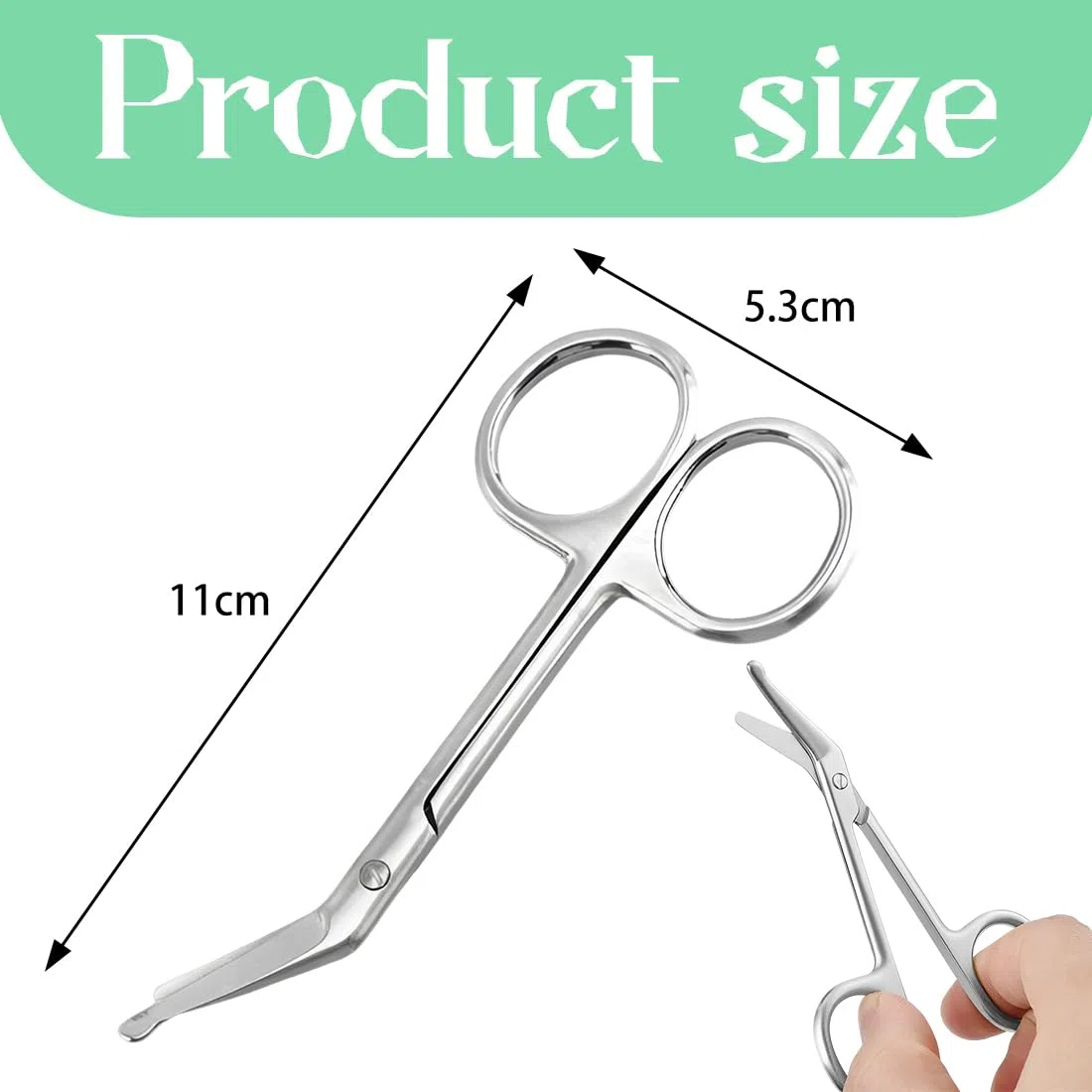 Tijeras Enfermería Para Bolsa De Ostomía, Con Punta Redonda Y Romo Para Cuidado De Colostomía, Acero Inoxidable Color Plata, Longitud 110Mm, 1 Unidad