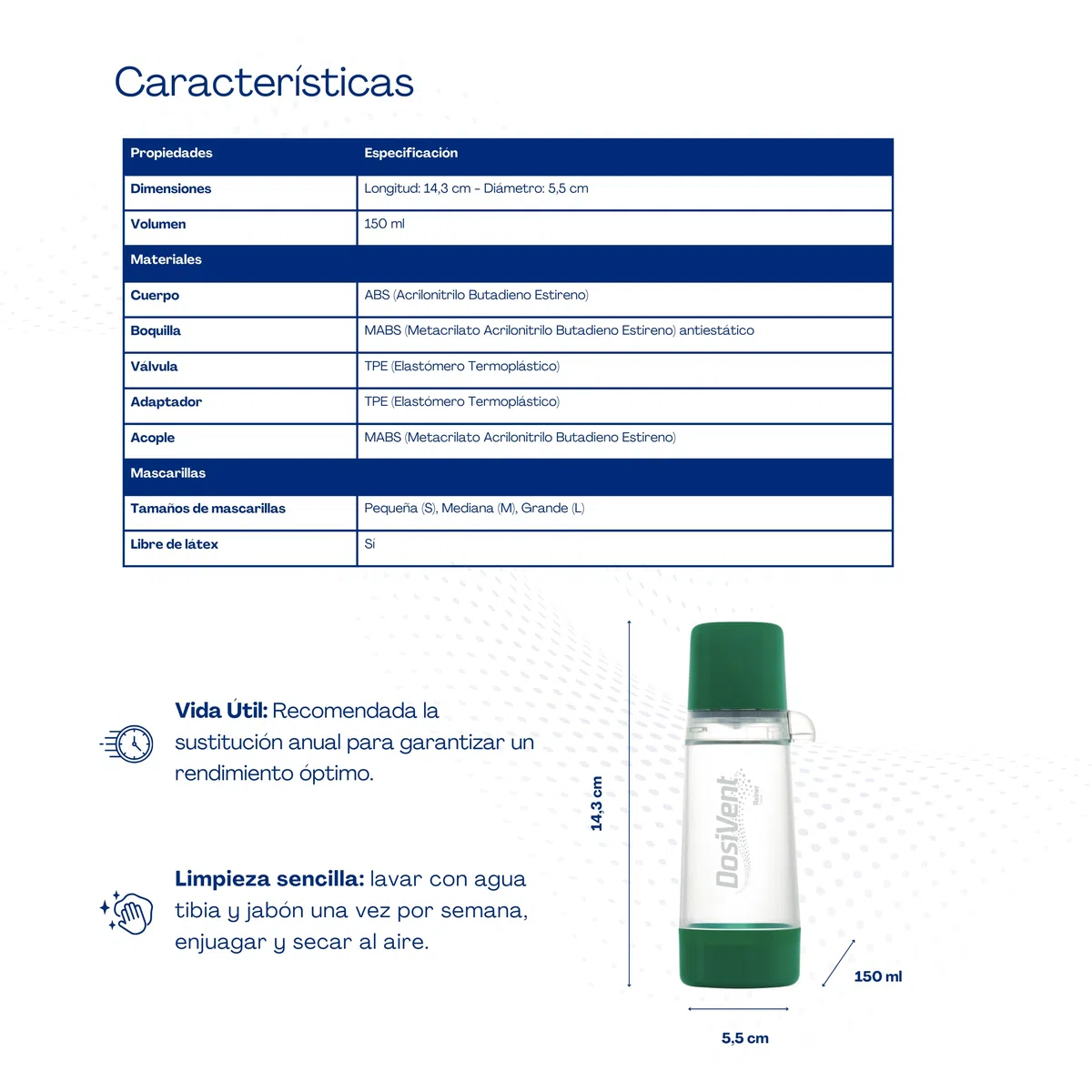 Cámara de Inhalación para Administrar Medicación pMDI sin Mascarilla | Aerosoles Nebulizador Adultos | Inhalador Nasal y Bucal | Maquina Aerosoles Adultos | Compatibilidad Universal