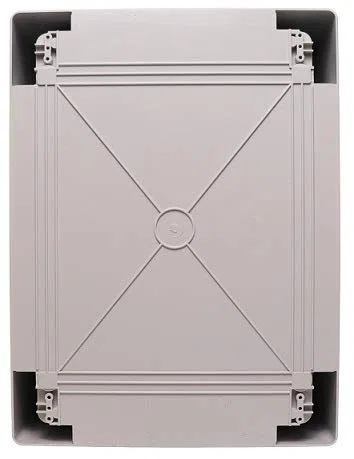 Caja eléctrica hermética Famel, IP65, con placa de montaje, resistente al agua, color Gris Claro, incluye cerraduras, 350 x 500 x 195 mm