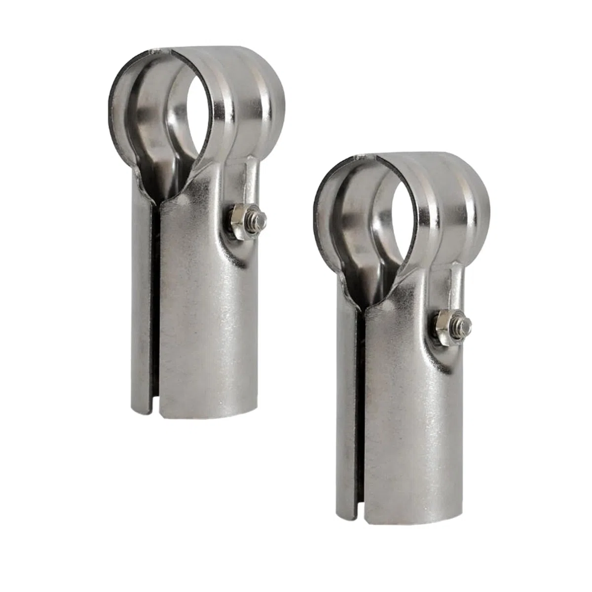 2 juegos de conectores de abrazadera de tubo en T, abrazaderas de valla de eslabones de cadena de acero inoxidable, acoplamientos de abrazadera en T para tubos OD de 32mm pulgadas, pernos y tuercas
