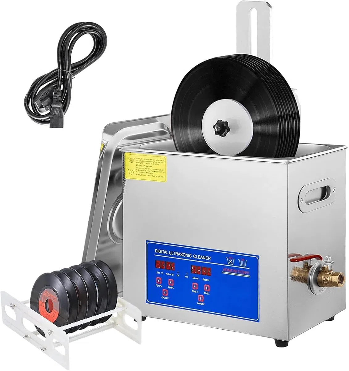 Máquina de limpieza ultrasónica, limpiador ultrasónico de discos de vinilo con limpieza de doble cara con rotación automática para restauración profesional.