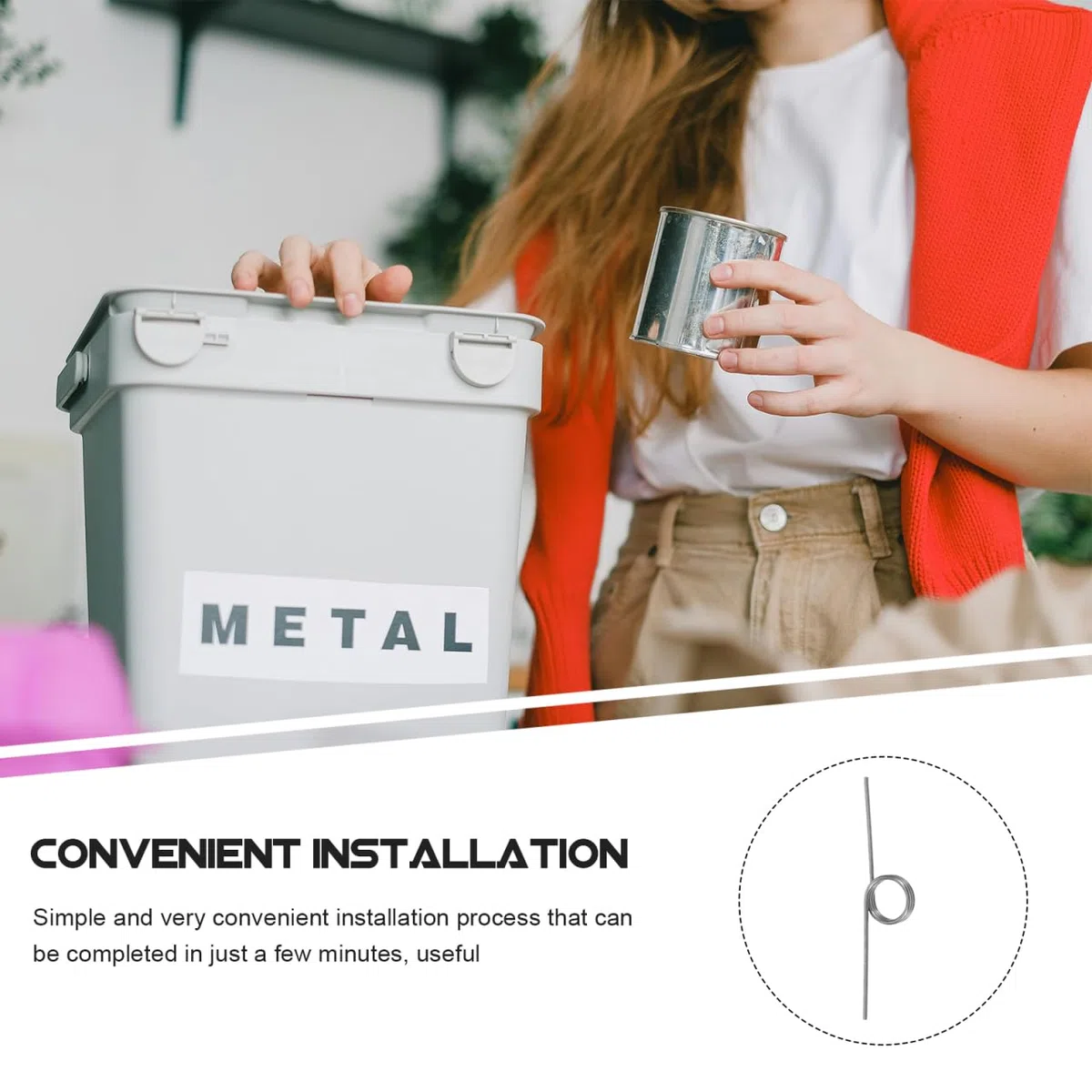 Repuesto Elástico Resistente de Acero Inoxidable 10 Piezas de Resorte de Torsión para Tapa para Recipientes de Basura de Reciclaje