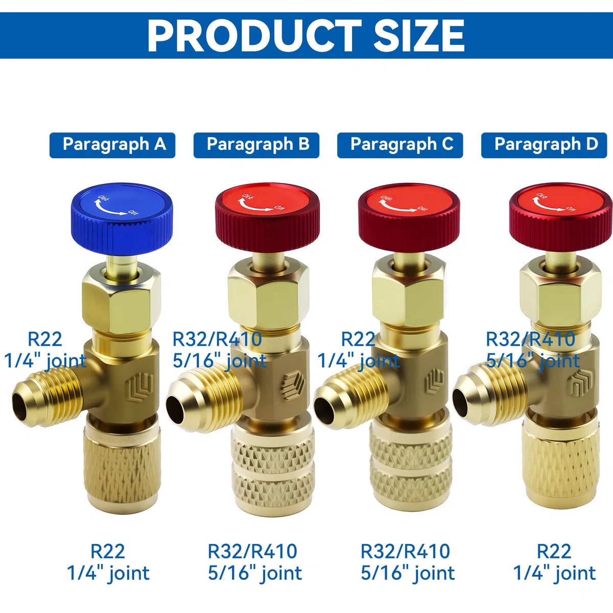 4 piezas de válvula de seguridad de refrigerante, válvula reguladora de flujo de aire acondicionado de latón, acoplamiento rápido para aire acondicionado para conexión de adaptador, piezas de