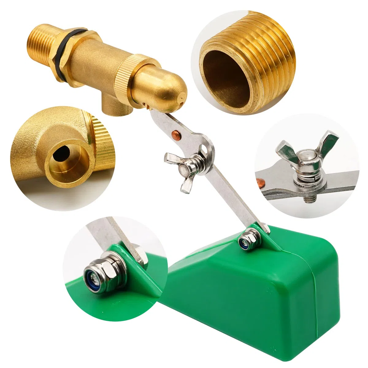 Válvula de Flotador de 1/2" Válvula de Flotador de Latón de Bola de Flotador Válvula de Flotador de Agua de Cierre Automático con Brazo Ajustable para Cuenco de Agua de Vaca