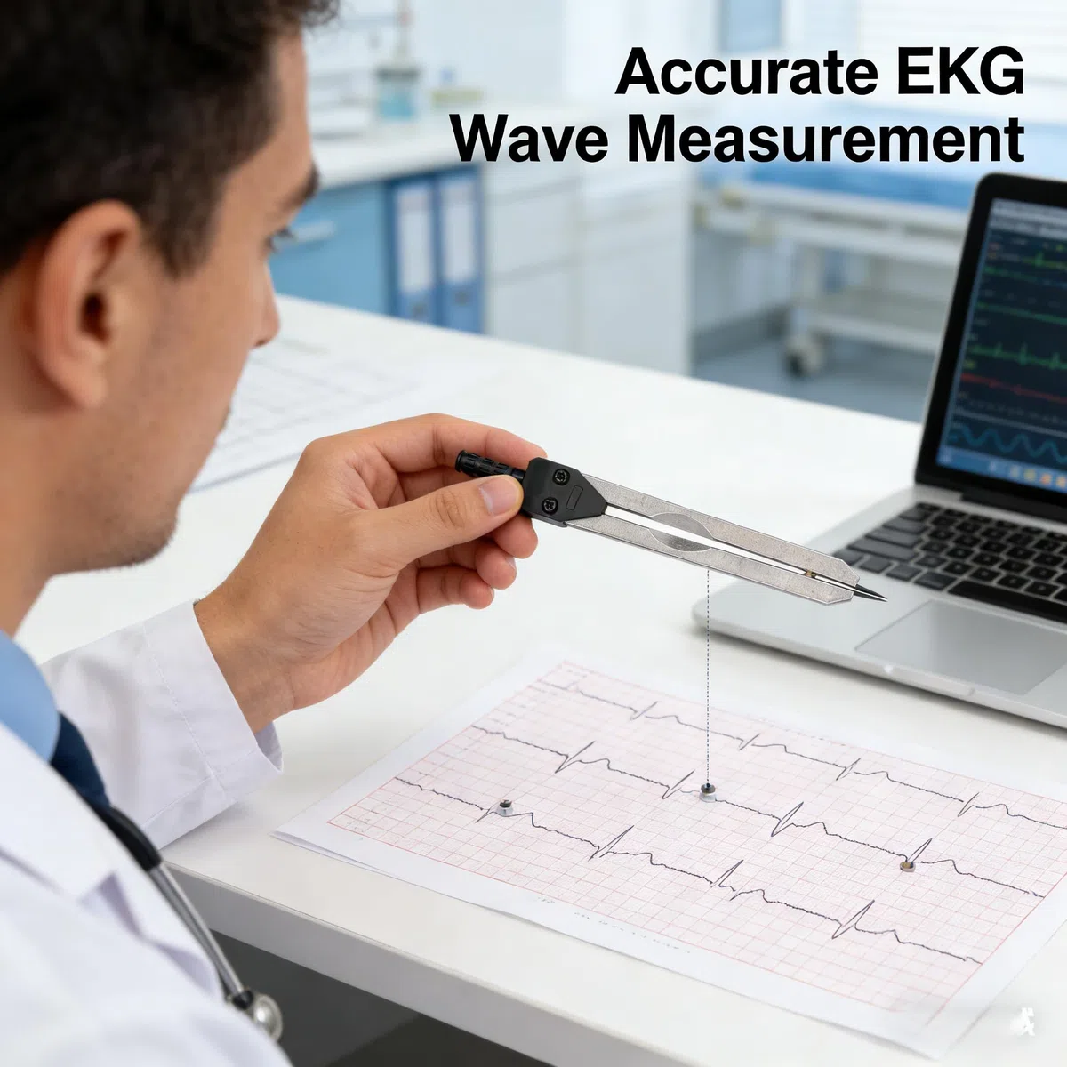 EKG Medico Divisor Calibre, 0-2.4 Pulgadas Acero Inoxidable Regla de ECG Herramienta Medición, Calibrador de Divisora, EKG Compas Médico, para Medir Electrocardiograma Medición Enfermería