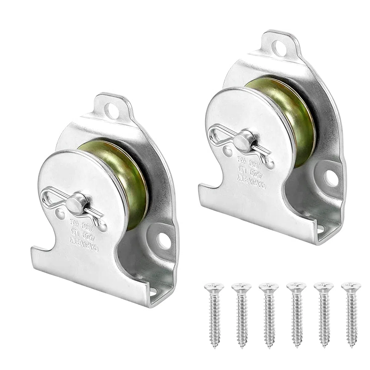 2 Piezas Polea 50.8M con Polea con Rodamiento de Bolas Giratoria de Polea de Gancho Bloque de Polea Única Polea Grúa con Rodamiento Bolas para Cuerdas Interior y Exterior, Capacidad de Carga de 190 Kg