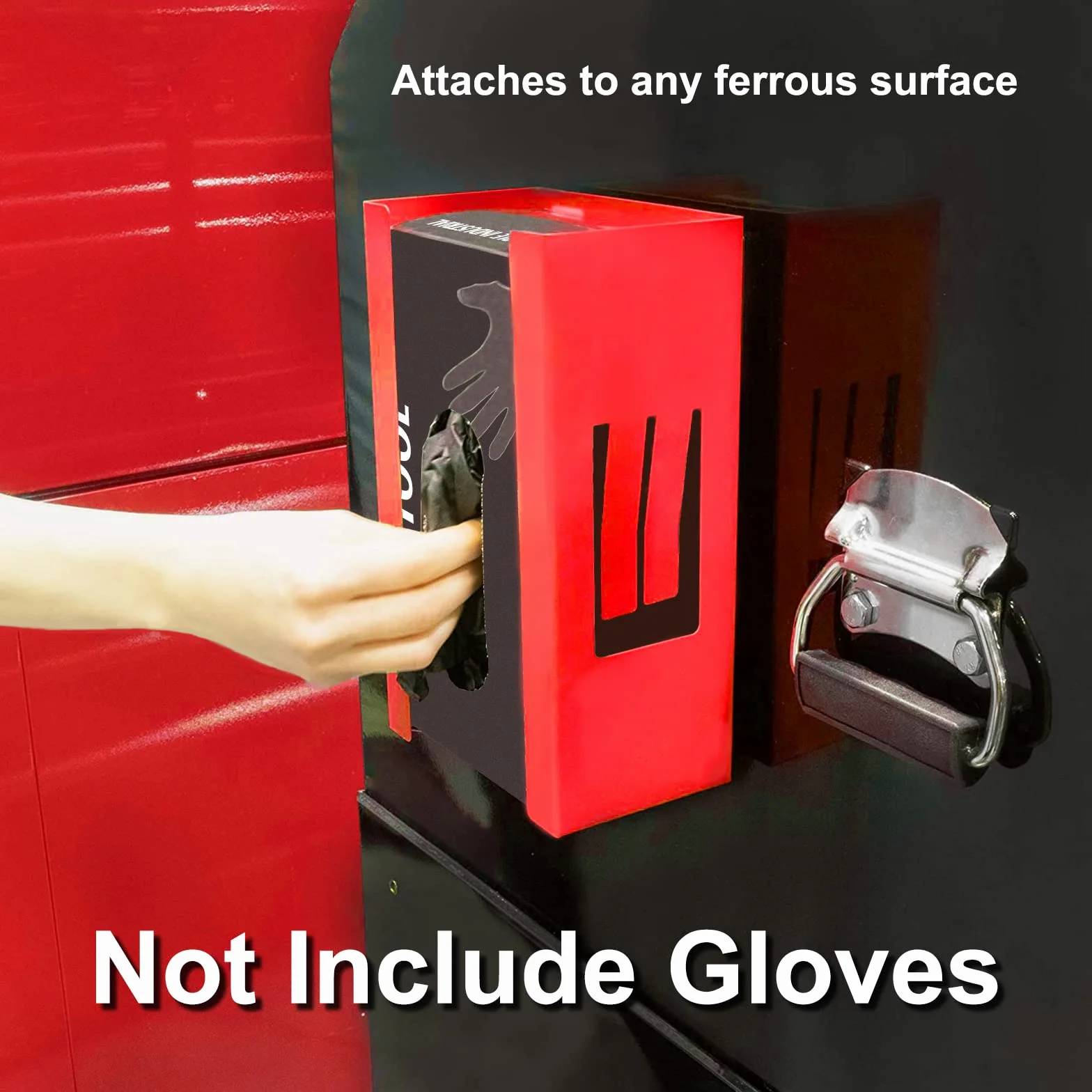 CASOMAN Dispensador magnético de Guantes/pañuelos, Capacidad de 8 Libras, dispensador de Guantes Rojos, Soporte para guantera, Soporte para Guantes para Montaje en Pared, Soporte magnético para