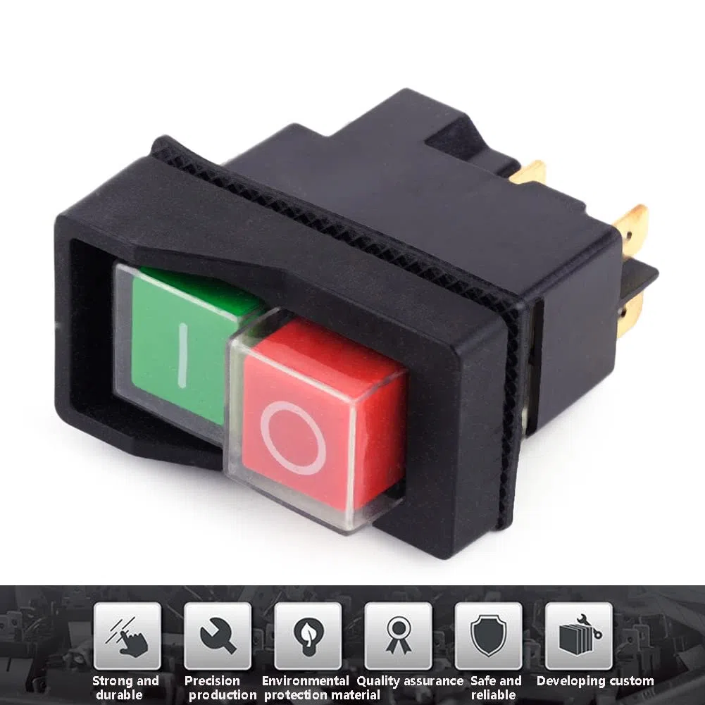 KJD17 Interruptor electromagnético, AC250V 16A Botón pulsador impermeable magnético de seguridad, Interruptor de seguridad, Interruptor de botón pulsador, Arrancador magnético para herramientas