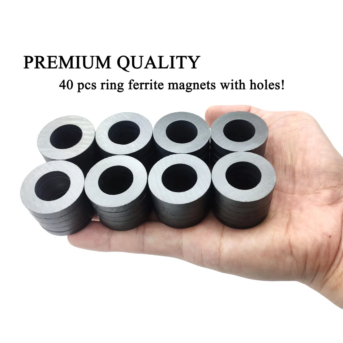 Imanes de anillo de ferrita con agujeros – Imanes de disco redondo de 32 mm para frigorífico, proyectos científicos, manualidades, alrededor de la oficina (paquete de 40)