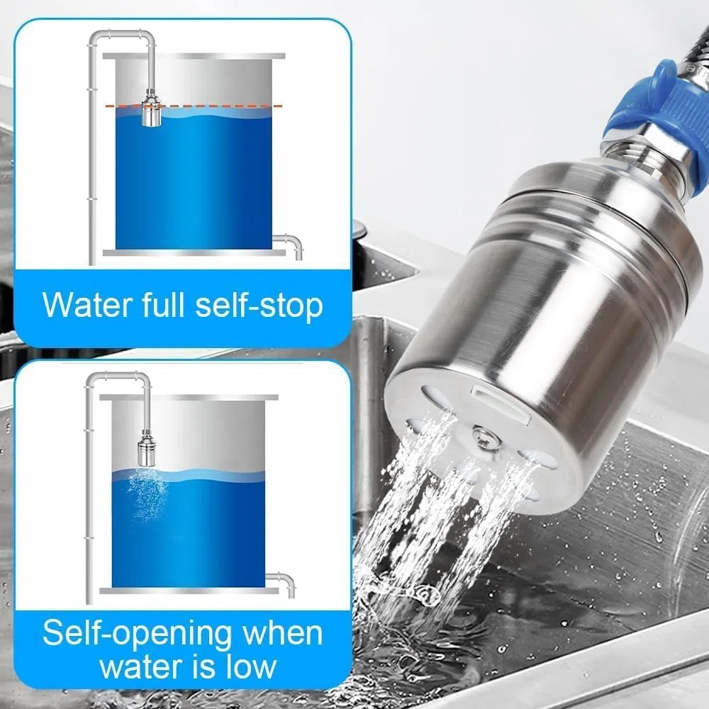 Válvula de Flotador Automática, Válvula Control Nivel Agua Completamente automática Acero Inoxidable 304 Válvula de Llenado para Piscina, Tanque de Agua (3/4 pulgadas)