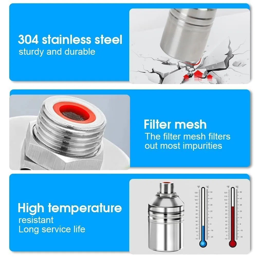 Válvula de Flotador Automática, Válvula Control Nivel Agua Completamente automática Acero Inoxidable 304 Válvula de Llenado para Piscina, Tanque de Agua (3/4 pulgadas)