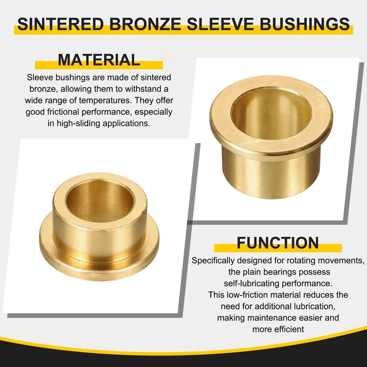 QUARKZMAN 4 Piezas De Cojinetes De Manga Con Brida, Diámetro Interior 12mm X Diámetro Exterior 18mm X Longitud 20mm, Casquillos Autolubricantes De Bronce Sinterizado