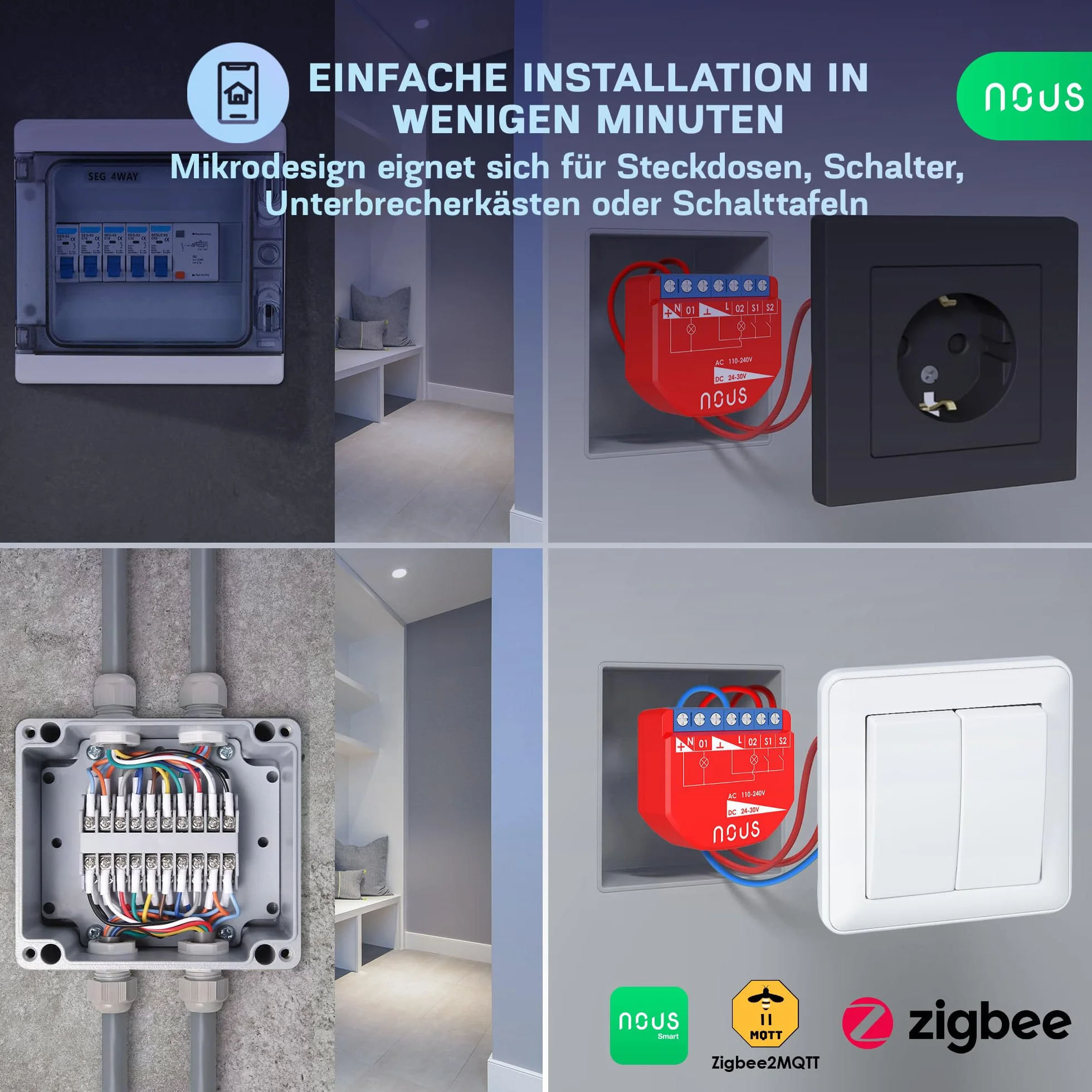 ZigBee Dual Smart Relay Module con monitoreo de energía, 2 canales independientes, CA 16 A/DC 10 A, compatible con Alexa, Zigbee2MQTT, Home Assistant, Tuya y Google Home, requiere concentrador ZigBee