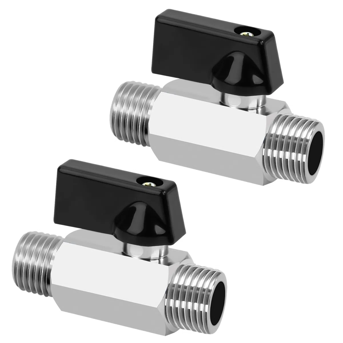Válvula de Bola, 2 Piezas Válvula de Cierre Cromado de 1/2" Macho x 1/2" Macho, Mini Válvula de Bola de Latón para Agua, Petróleo, Riego de Jardines