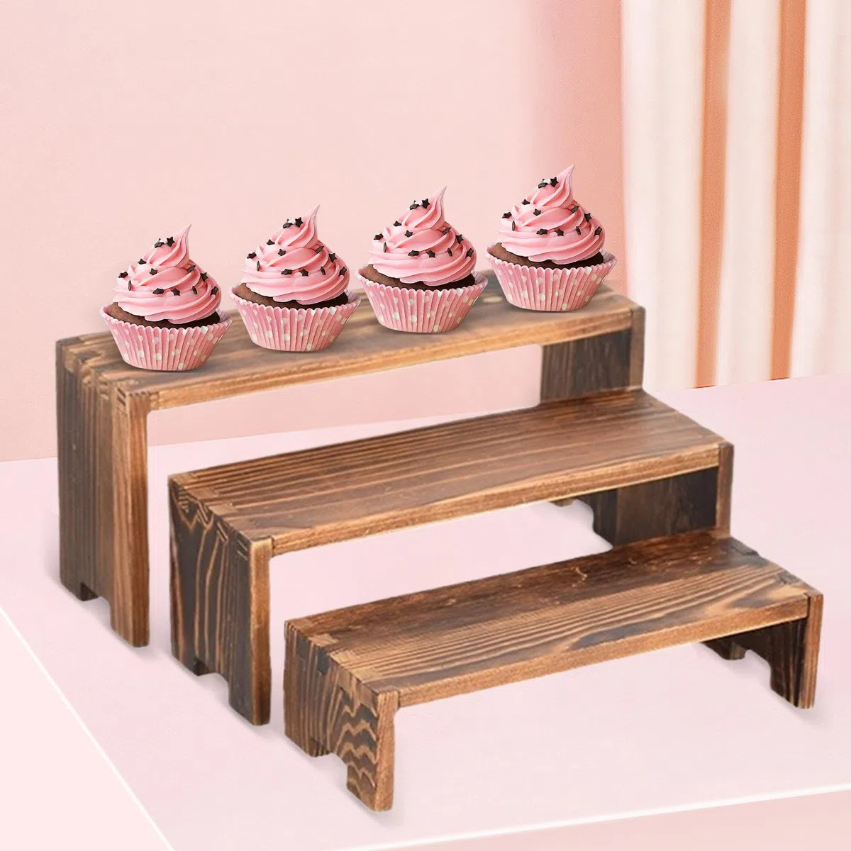 Soporte De Cupcake - Soporte De Pastel De Madera | Portes De Madera | Organizador De Pastel Rectangular, Soportede Postres para Colecciones Food Perfume Food | Los Elevadores De Desuso Apilables De 3