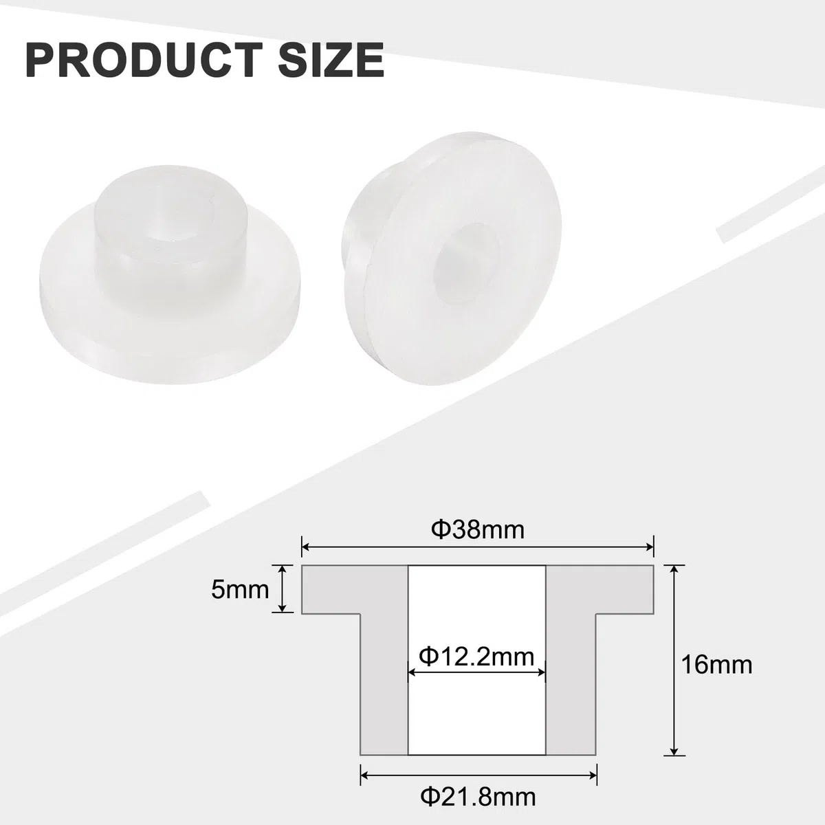 QUARKZMAN 12 Piezas de Bujes de Cojinete, Manga de Cojinetes de Plástico con Bridas de Nailon ID 12.2mm x OD 21.8mm x Longitud 16mm, Casquillos de Brida Blanco