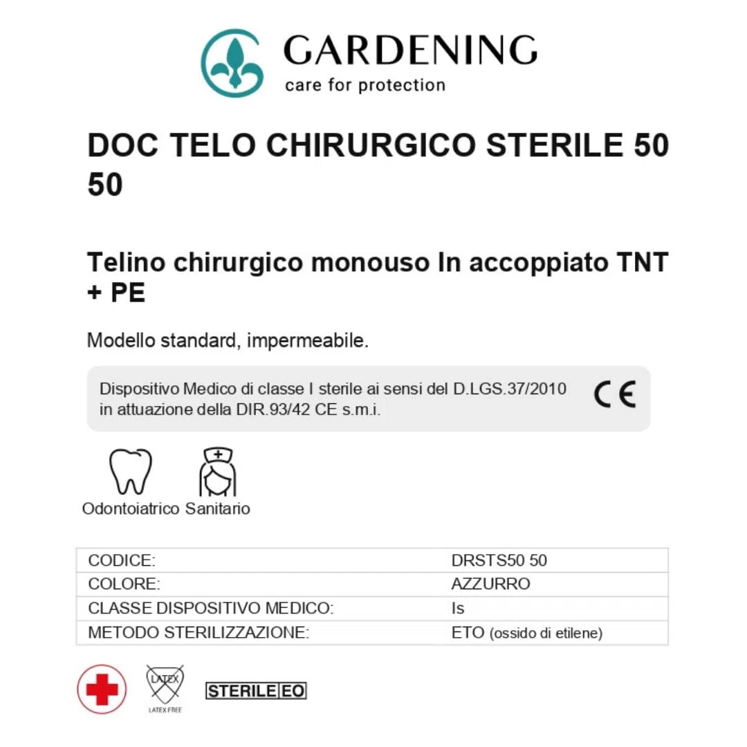 DOC Toallas estériles quirúrgicas de TNT (textil no tejido) de 50 x 50 cm, paquete de 10 unidades, tela quirúrgica desechable impermeable de TNT + PE (10 unidades)