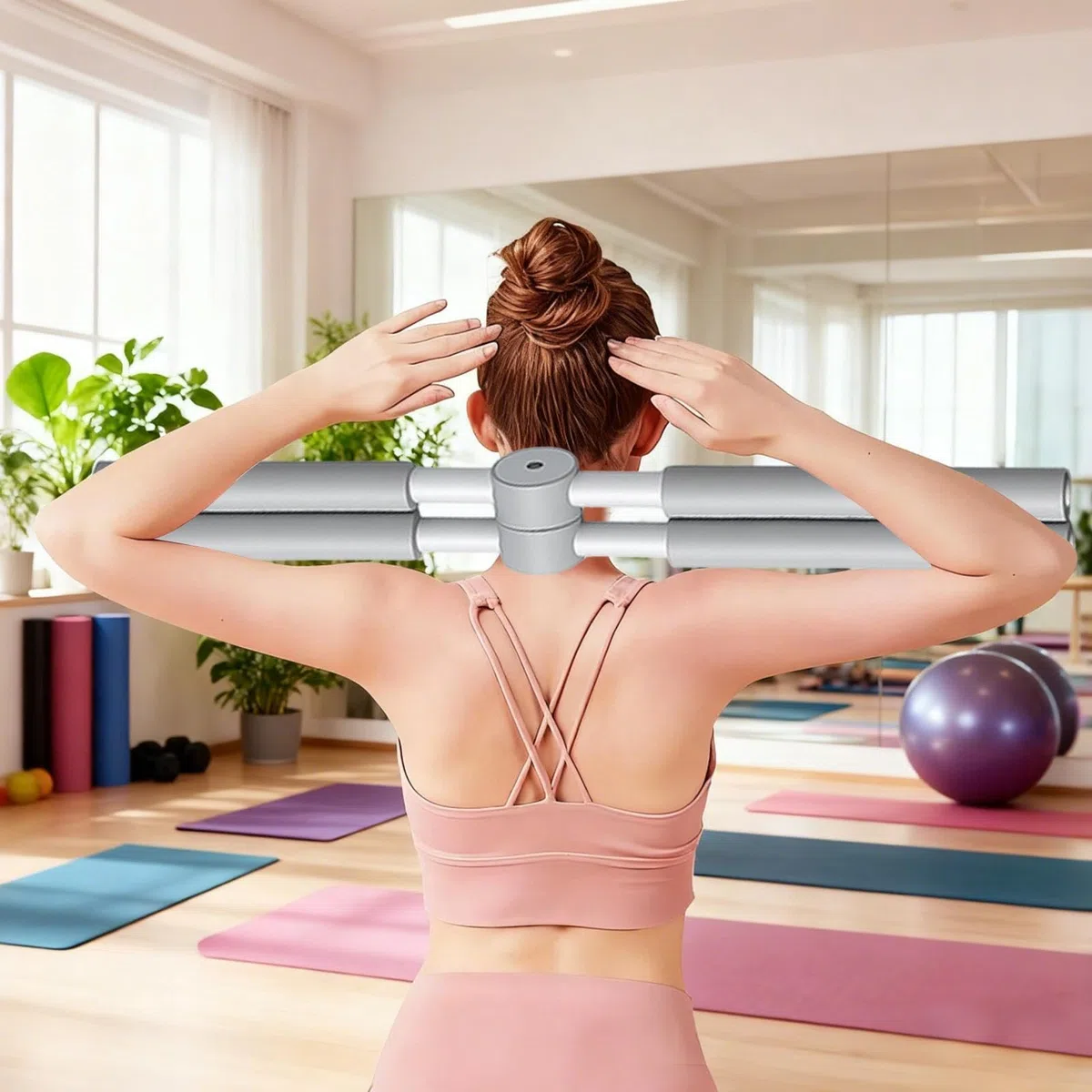 Para Estirar La Espalda: De Yoga De 60 Cm, De Alineación De Postura, Herramienta Correctora De De Cuello | Equipo De Estiramiento Portátil Para Gimnasio, Oficina En Casa, Sent