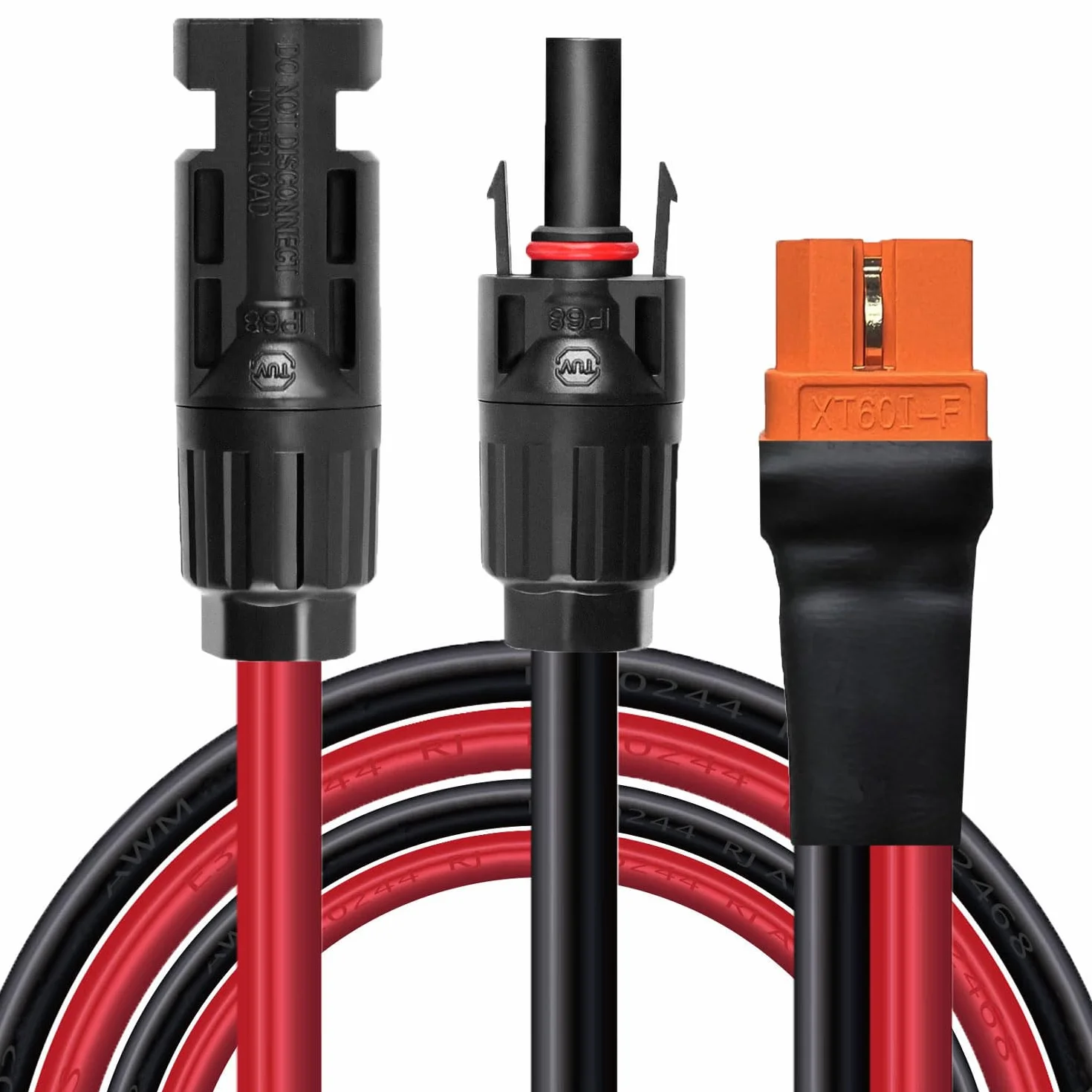 Solar a XT60i Cable 10AWG XT60I-F Solar Cable 6mm2 Extensión Cable Compatible para Ecoflow Portable Power Station (0.6M)