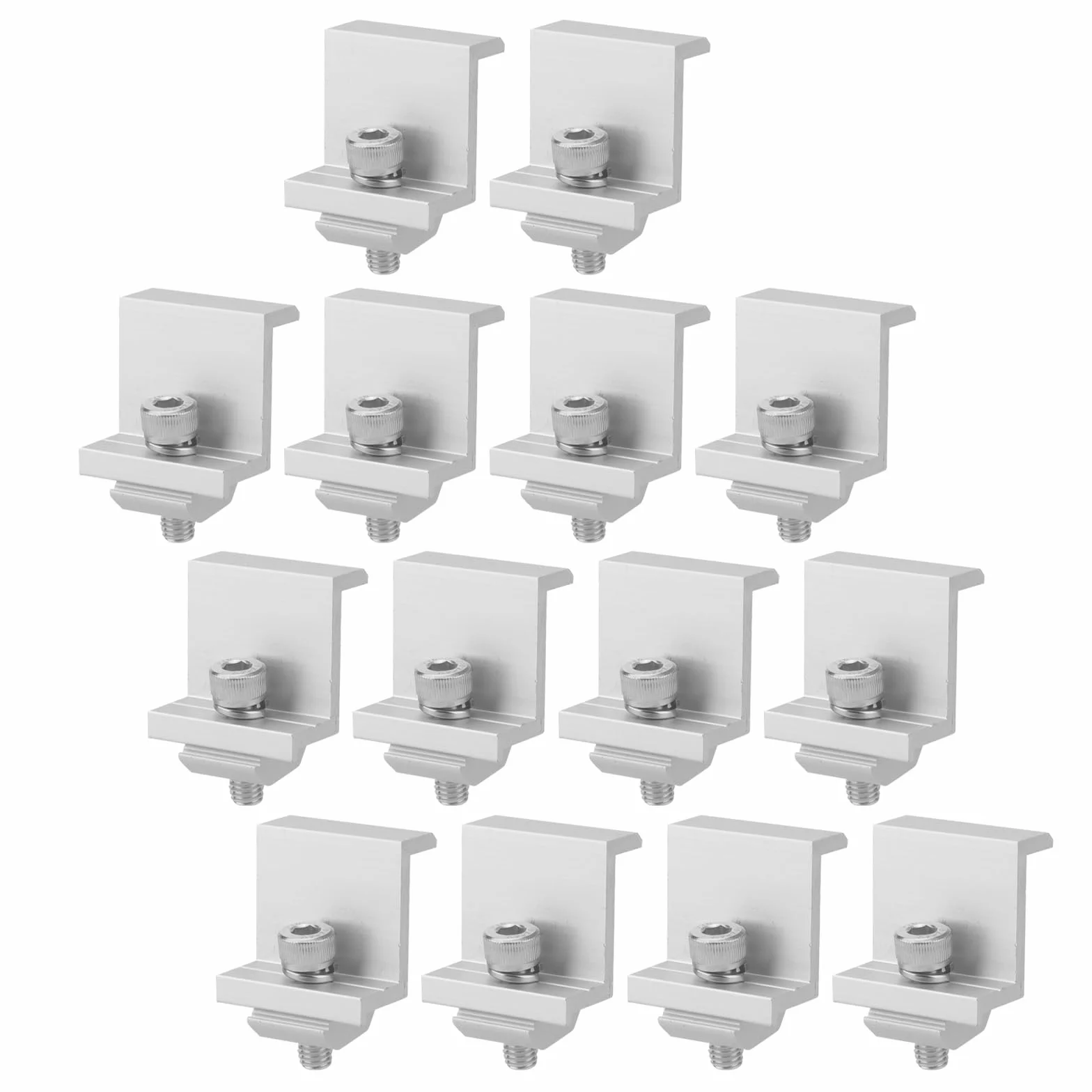 14 unidades de soporte para módulo solar, abrazadera de extremo solar, 35 mm, ajustable, panel solar, con tuercas y tornillos para caravanas, barcos, techos, paredes