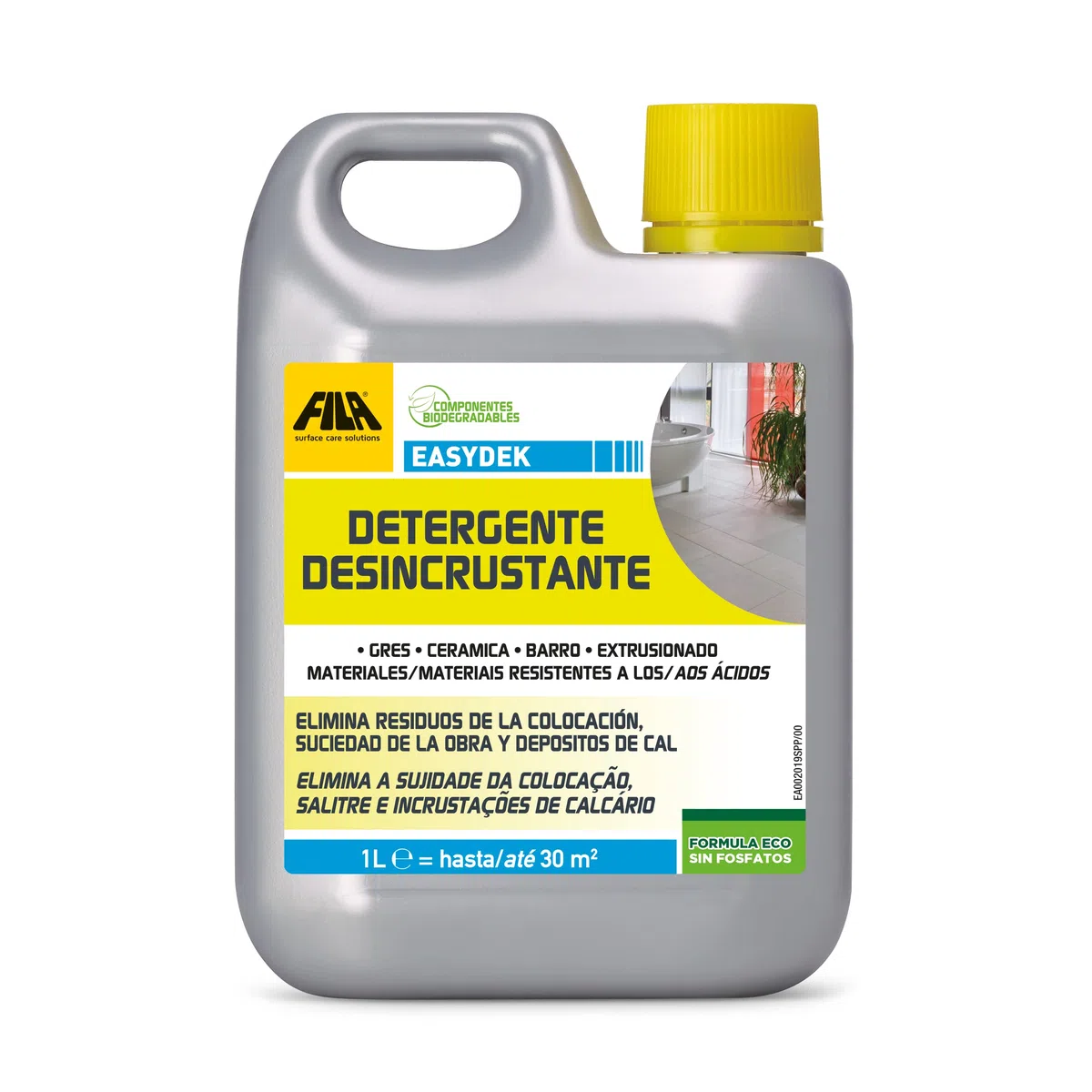 FILA Surface Care Solutions, EASYDEK ECO FORMULA, Detergente Ácido Tamponado para una Limpieza Desincrustante Efectiva, Disuelve la Cal y Elimina las Manchas de Óxido, 1L