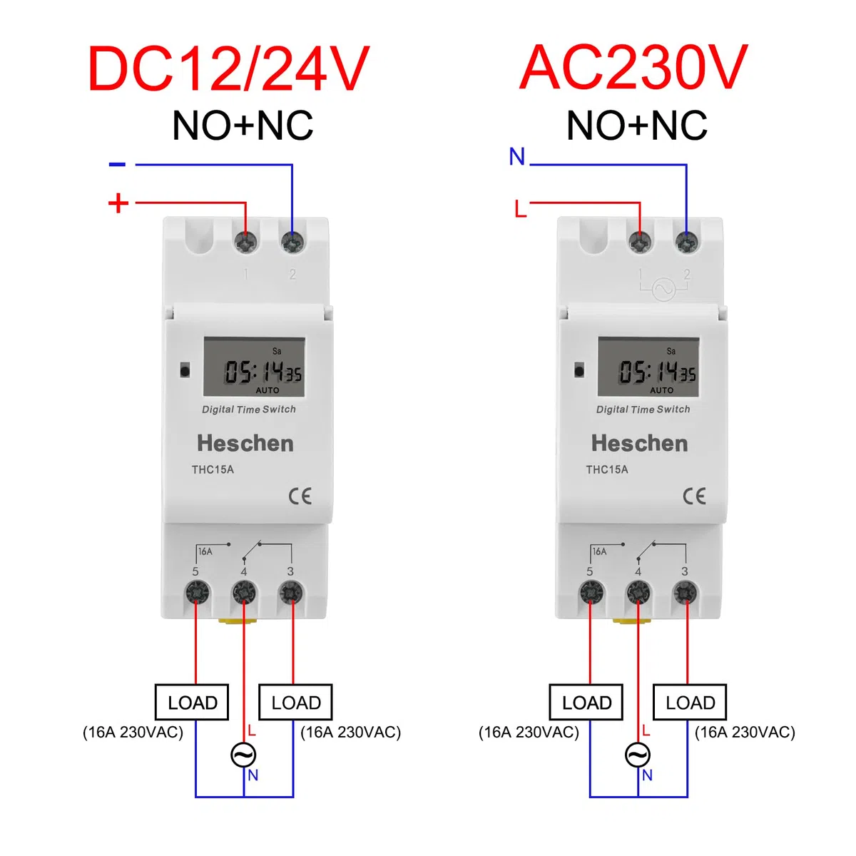 Heschen Digital LCD fuente de alimentación interruptor eléctrico THC15A DC24V 16A SPST 35mm DIN Rail