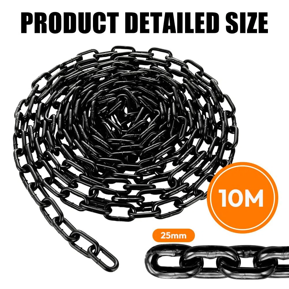 Cadena de acero al carbono de 10 m, cadena de acero resistente de 3 mm, cadena negra, cadena de acero galvanizado, cadena de eslabones de metal para cadena de perro, cadena de lámpara, cadena de