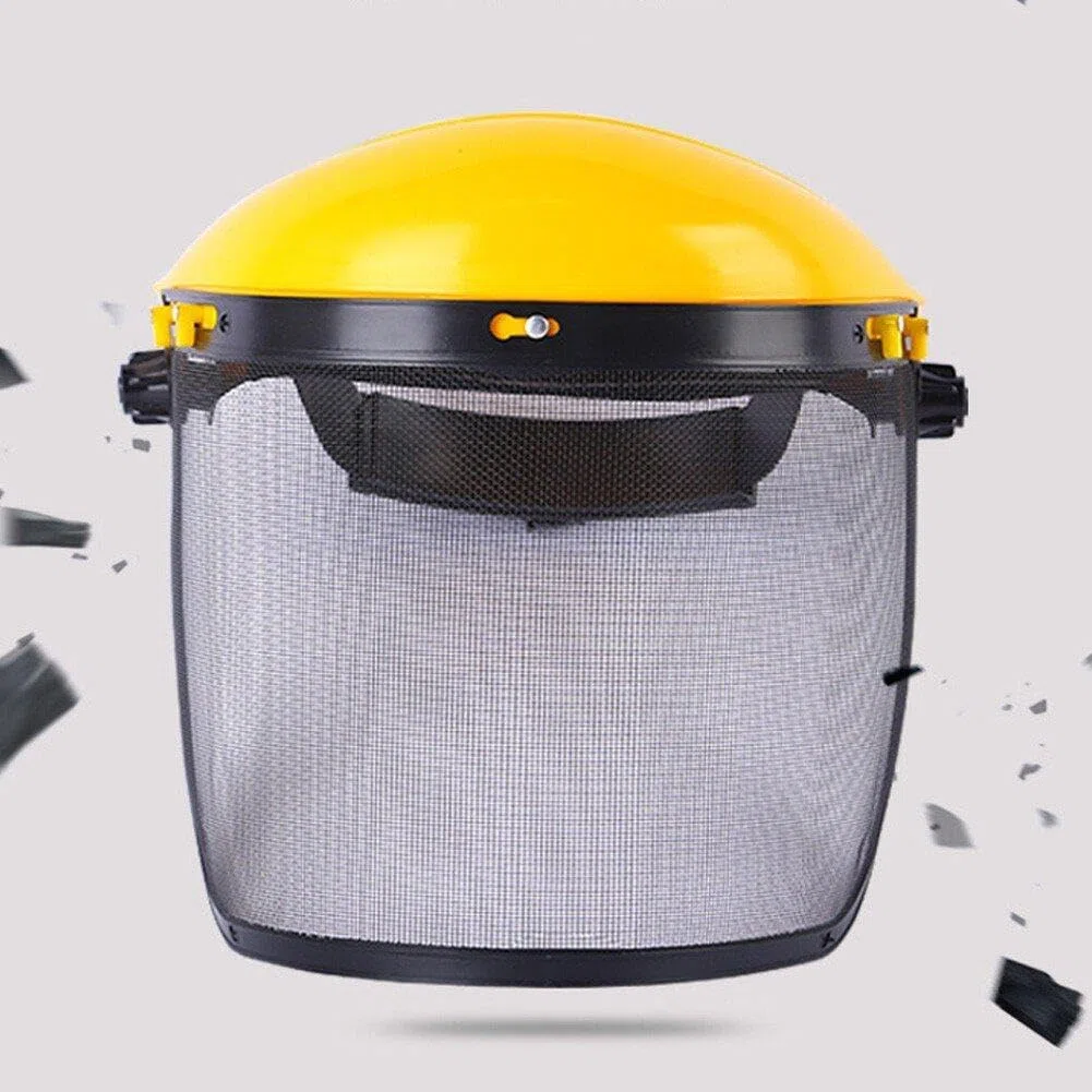 Casco De Seguridad para Cortacésped De Jardín De Acero Inoxidable, Sombrero con Máscara Protectora De Malla De Completa para Desbrozadora, Protección Forestal