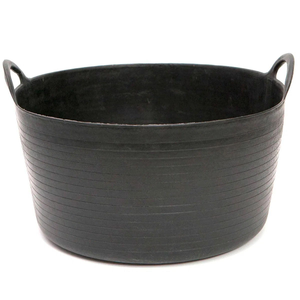 Pack de 4 capazos de plástico Flexible, de Color Negro , de 43 x 21,5 cm con Capacidad de 30 litros, con Asas, Cubo de plástico, Negro
