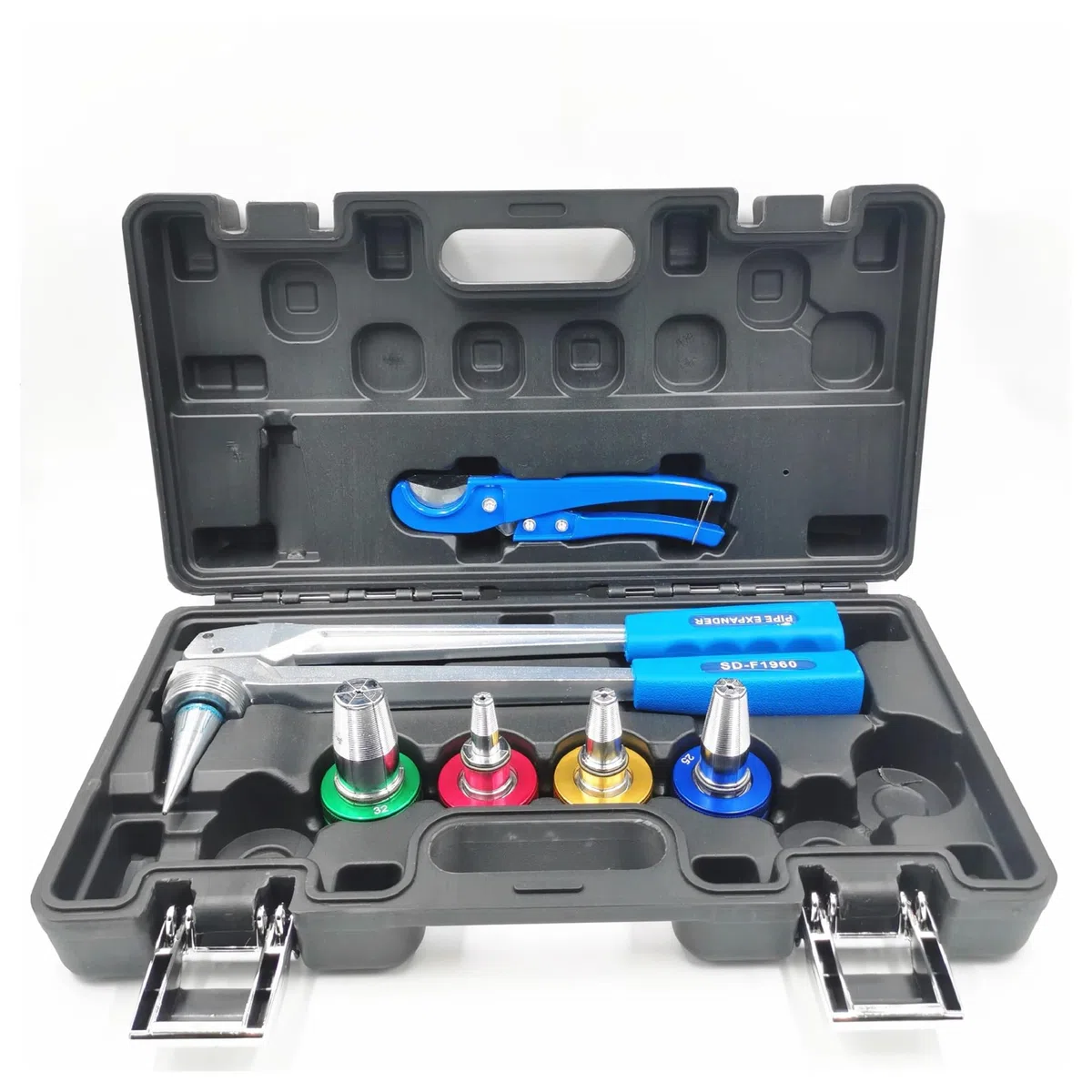 VCHICS Expansor de Tubos PEX SD-F1960 de 16, 20, 25 y 32 mm, Kit de Herramientas for conexión de Agua y radiadores con Cortador. para Tubos de Cobre Blando
